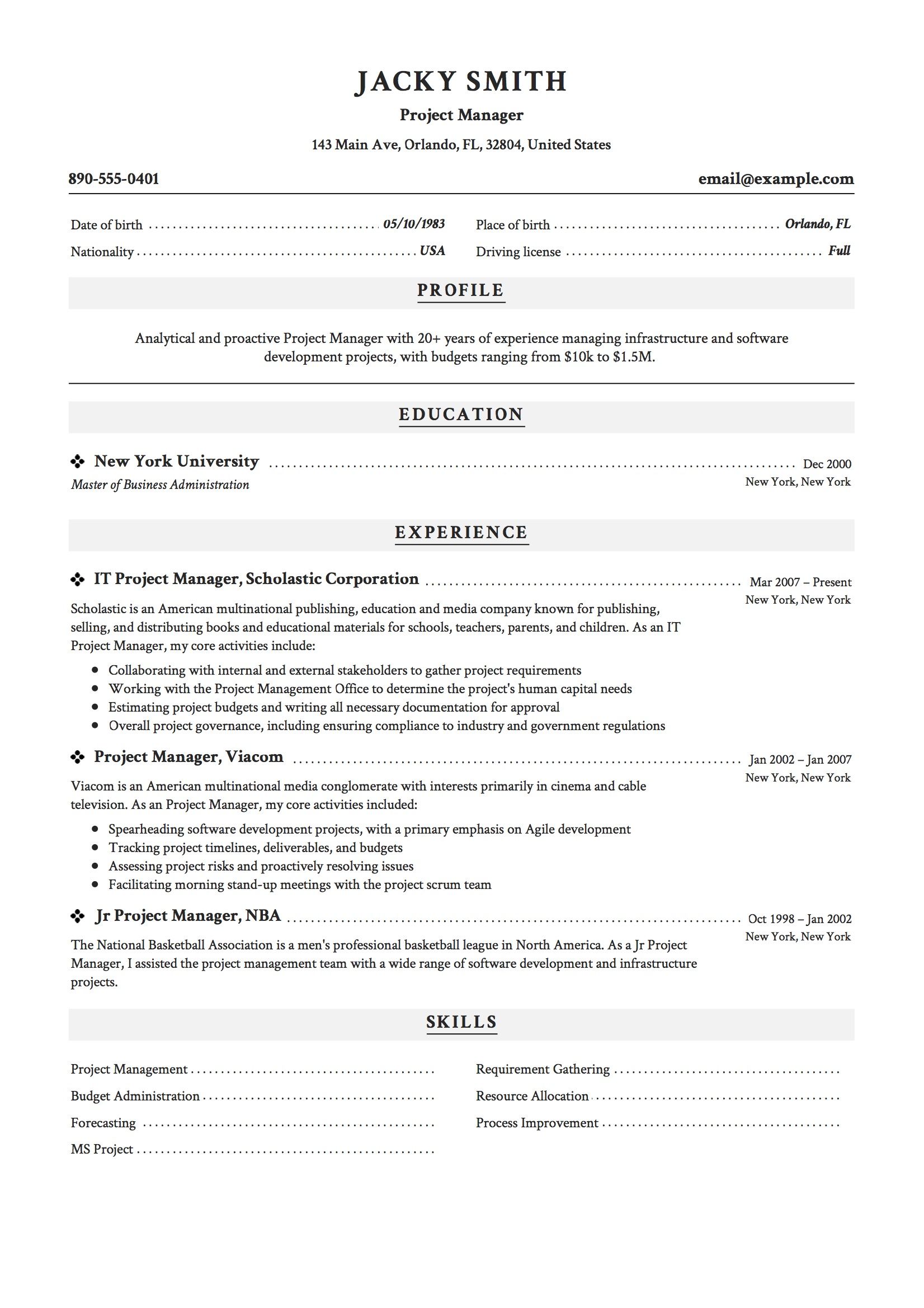 project manager resume keywords on project manager resume example project manager resume project management manager resume