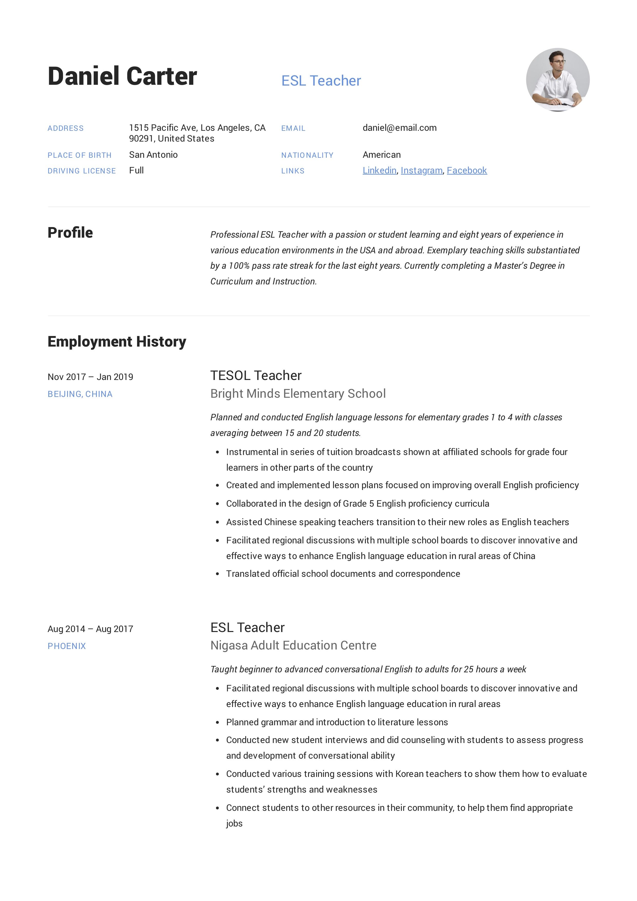 online teacher resume sample on 12 esl teacher resume templates ideas teacher resume esl teachers guided writing