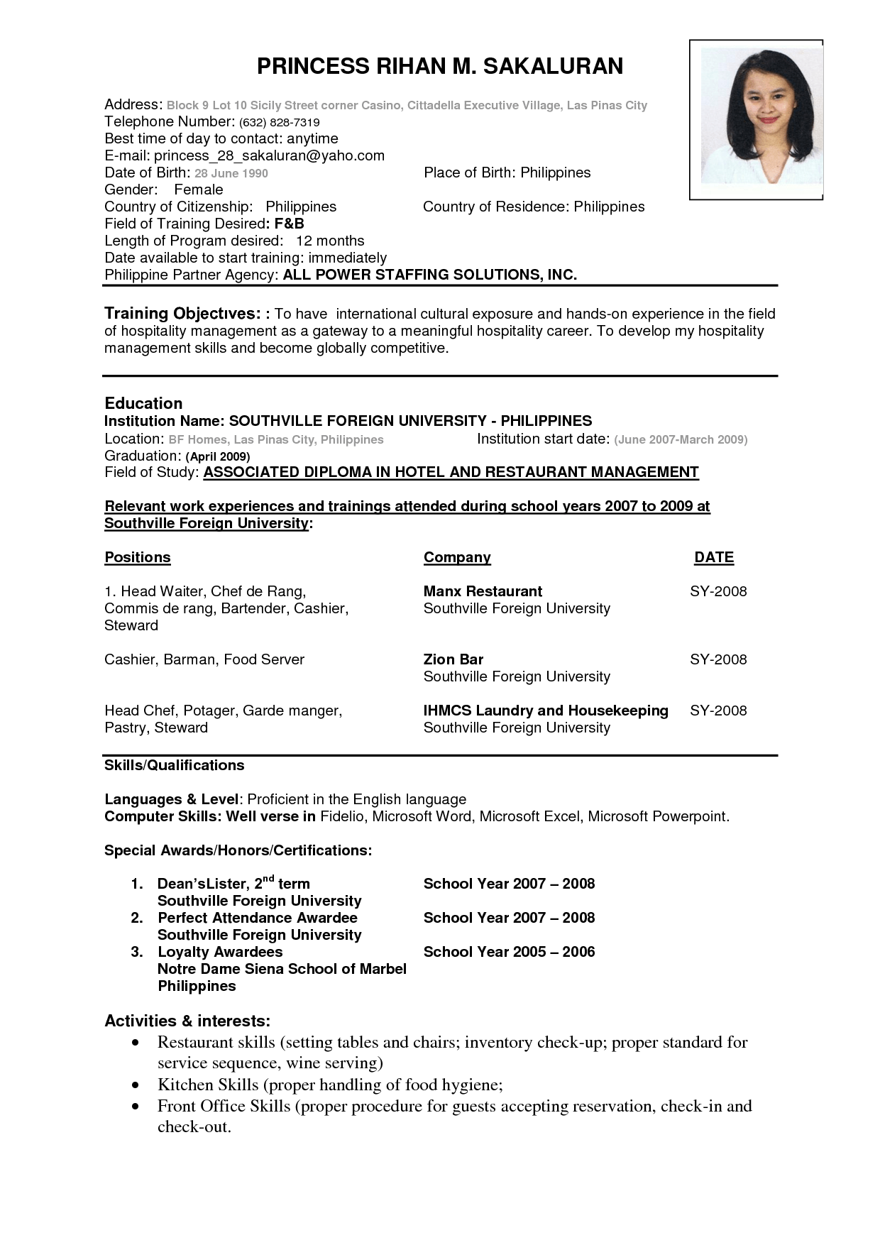 sample resume format philippines on 7 standard cv format ideas standard cv format standard cv cv format