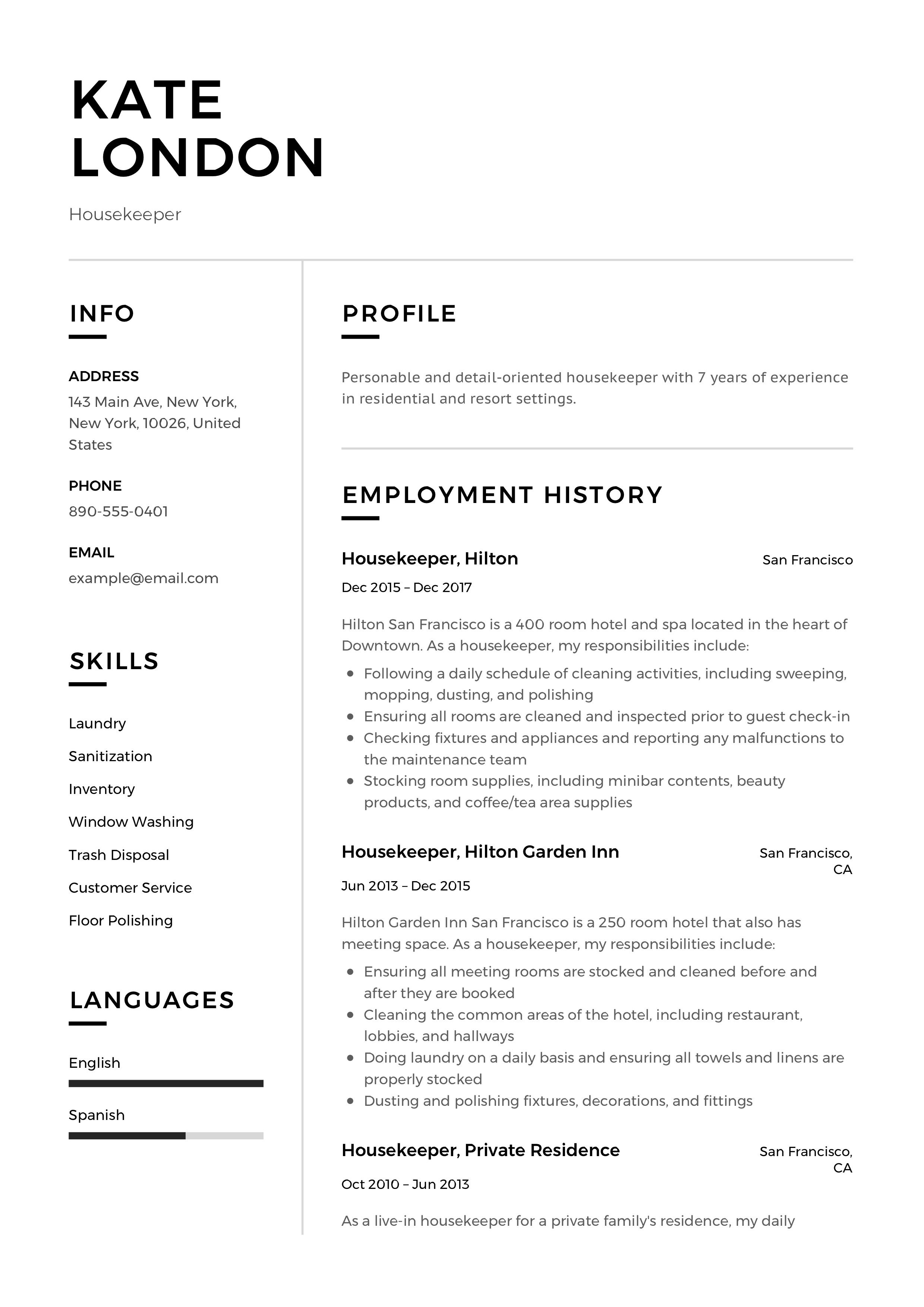 director of housekeeping resume sample on 10 12 housekeeper resume templates ideas resume templates resume resume guide