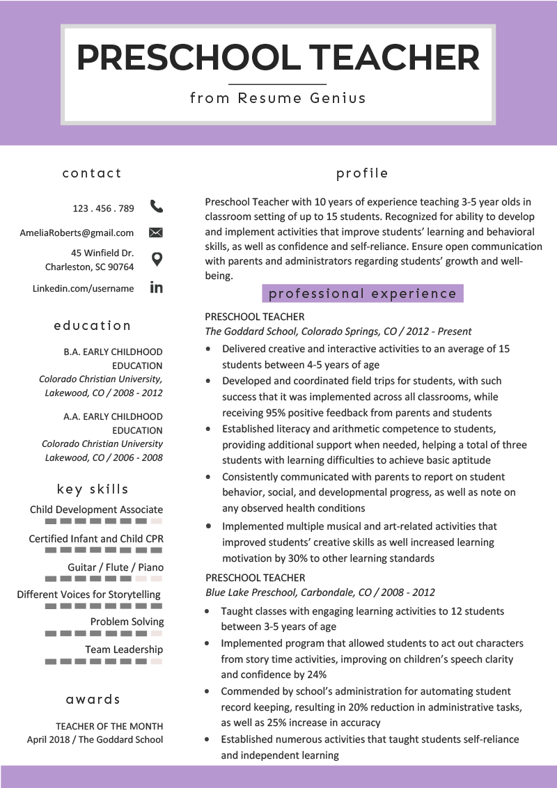 pre k teacher resume sample on preschool teacher resume example template rg teacher resume template free teacher resume template teaching resume
