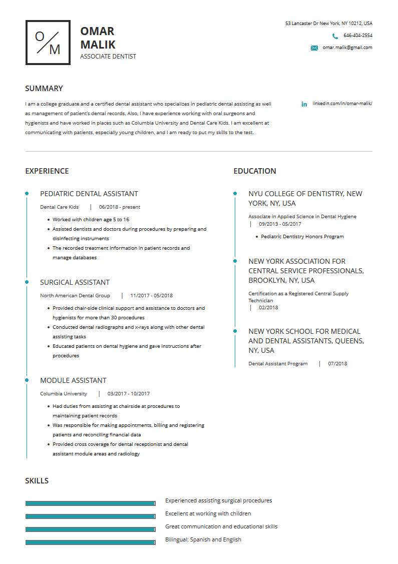 dental assistant resume examples template and resume tips cleverism dental assistant dental pediatric dental dental hygiene resume examples on dental assistant resume examples template and resume tips cleverism dental assistant dental pediatric dental