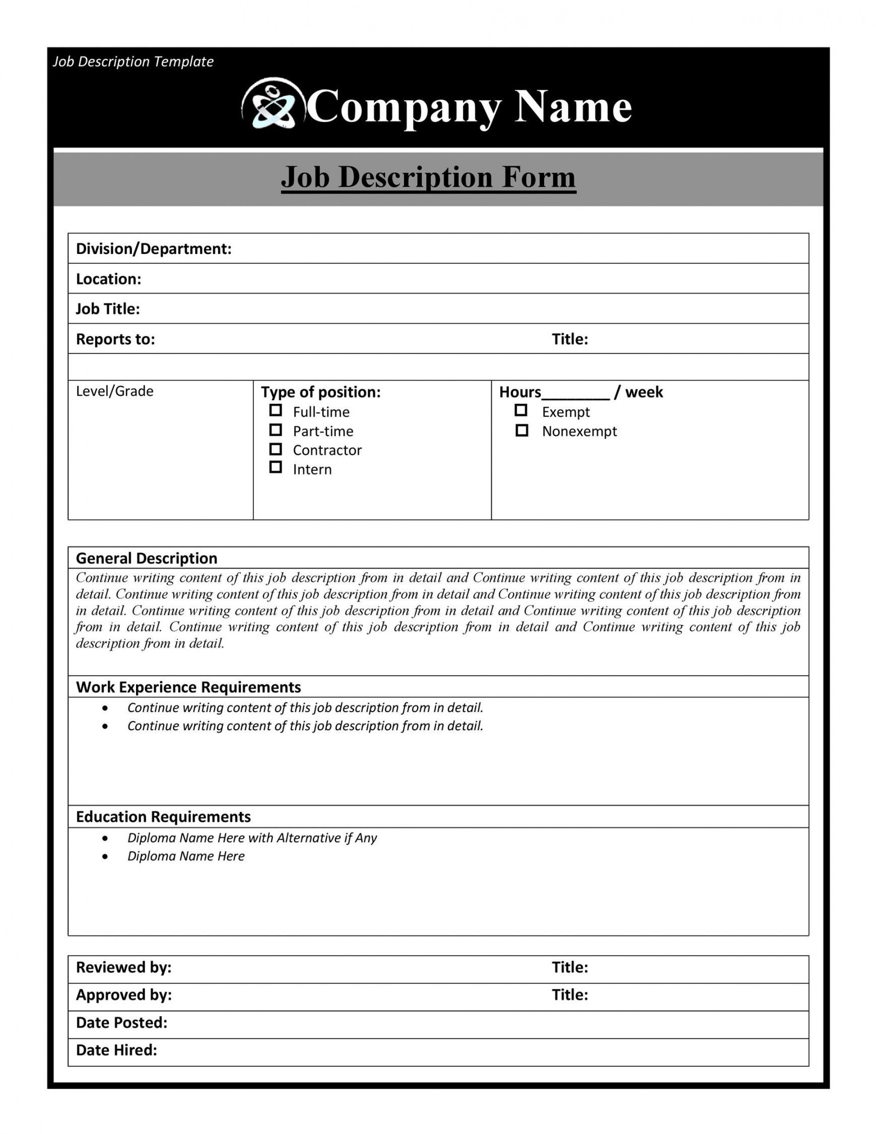 explore our sample of blank job description template for free in 2021 job description template job description job job description templates on explore our sample of blank job description template for free in 2021 job description template job description job