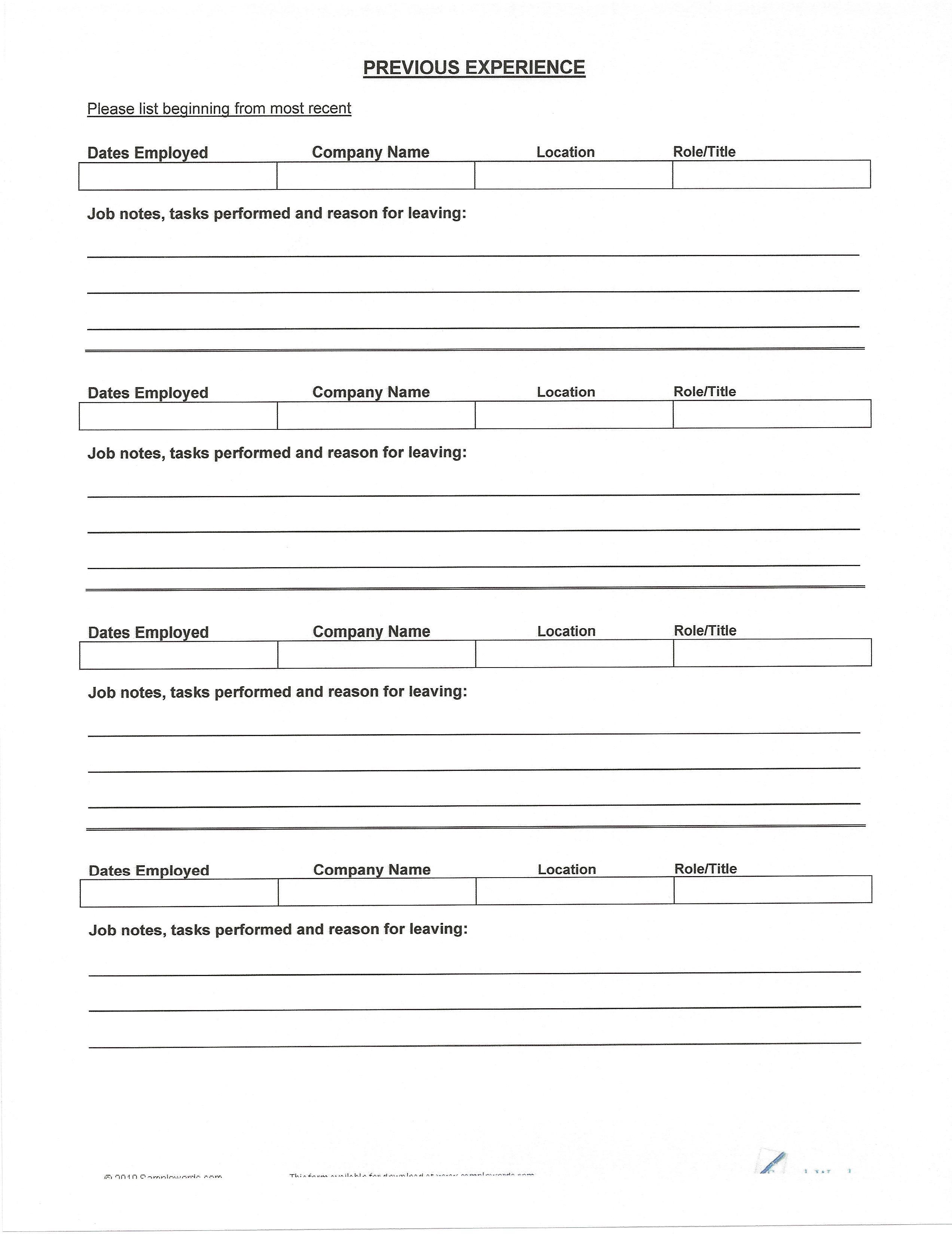 free resume forms on pin on resume