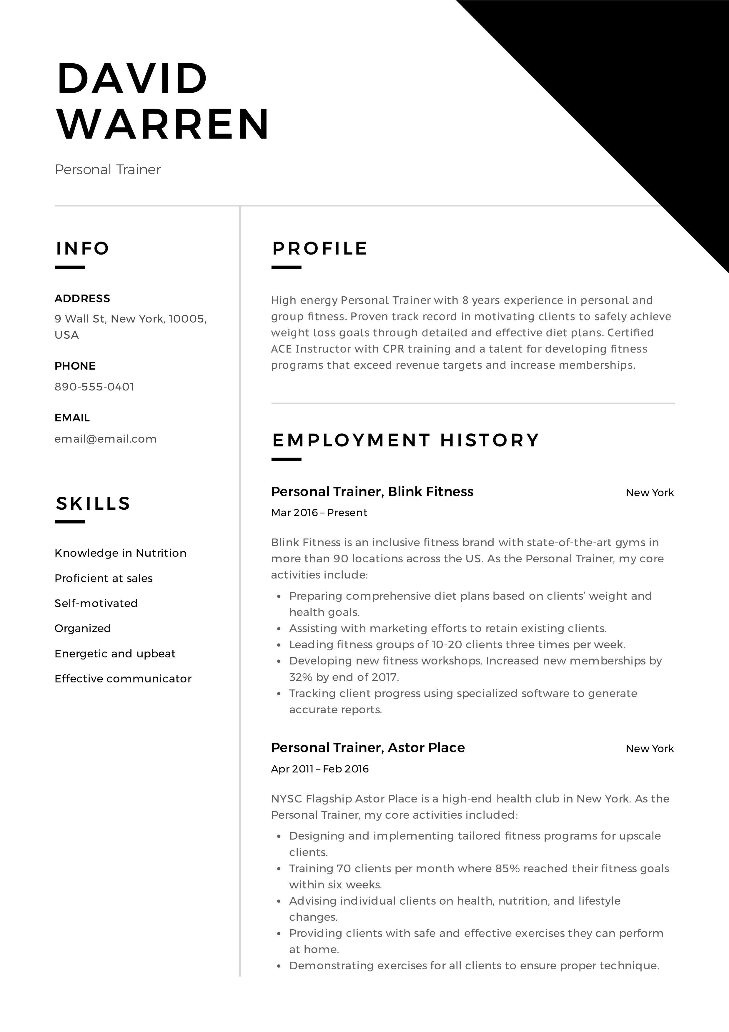 personal trainer resume points on 11 personal trainer resume examples ideas resume examples resume resume guide