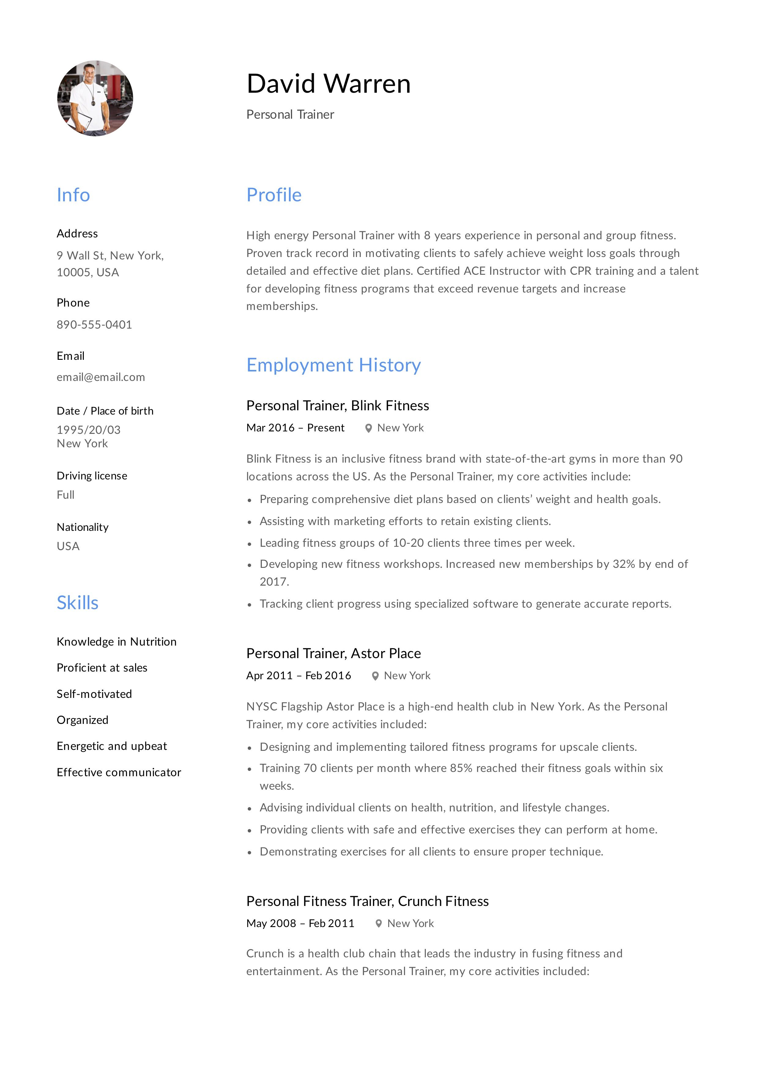 personal trainer resume points on personal trainer resume resume examples personal trainer job resume examples