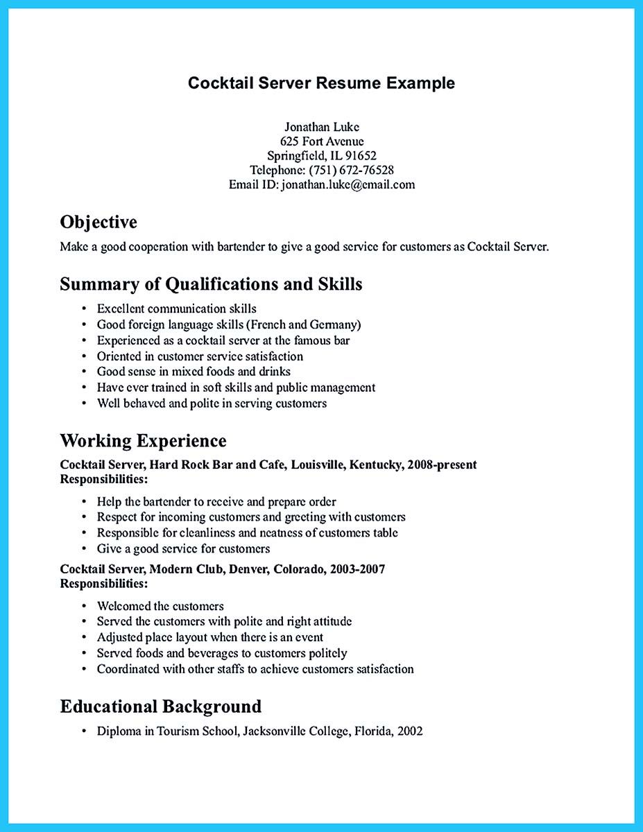 bartender resume sample no experience on outstanding details you must put in your awesome bartending resume