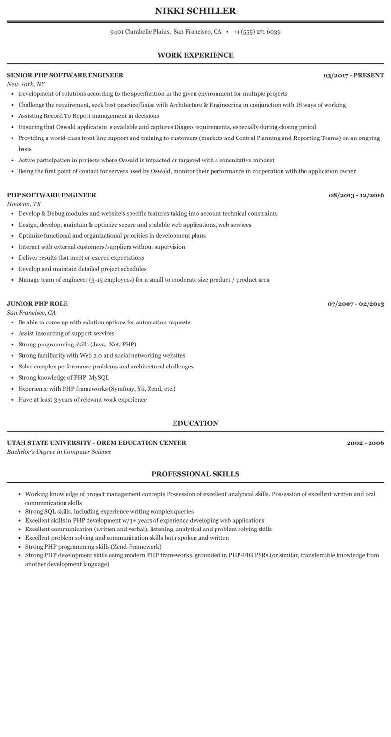 software engineer resume examples 2021 on php developer resume example in 2021 resume examples development change management