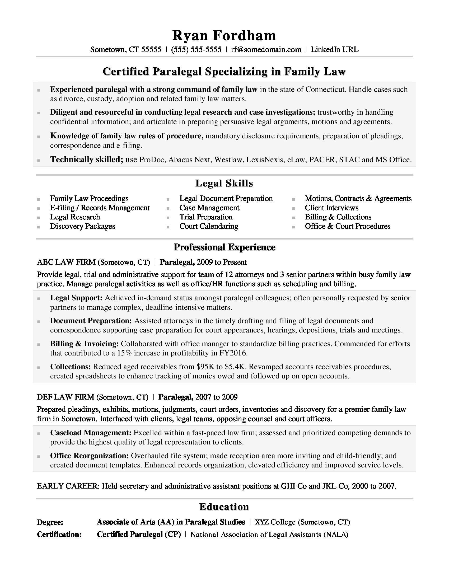 corporate paralegal resume sample on paralegal resume sample