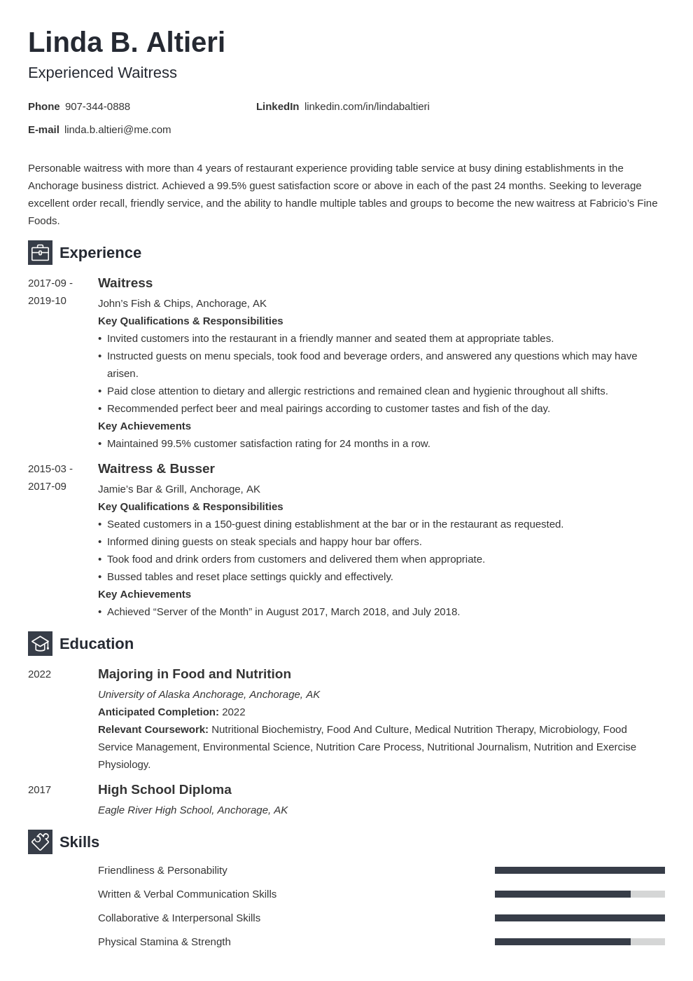 waitress resume examples on waiter waitress resume example template newcast resume examples resume templates job resume examples