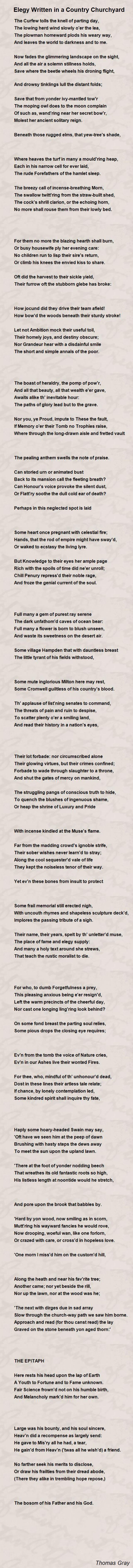 dorothy parker bio on elegy written in a country churchyard by thomas gray elegy poem quotes words