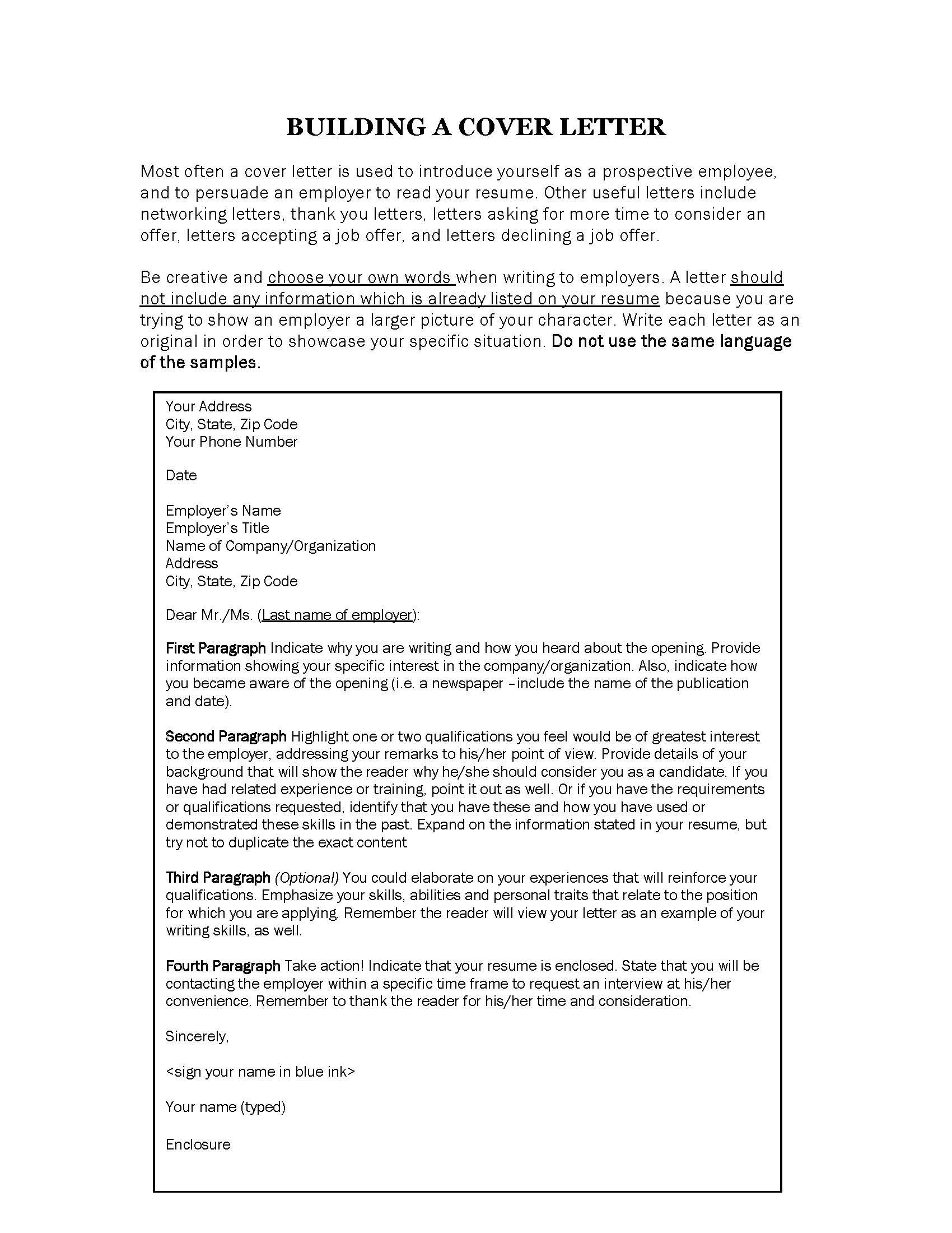 building a cover letter thank you letter find a job how to introduce yourself additional information about yourself on building a cover letter thank you letter find a job how to introduce yourself