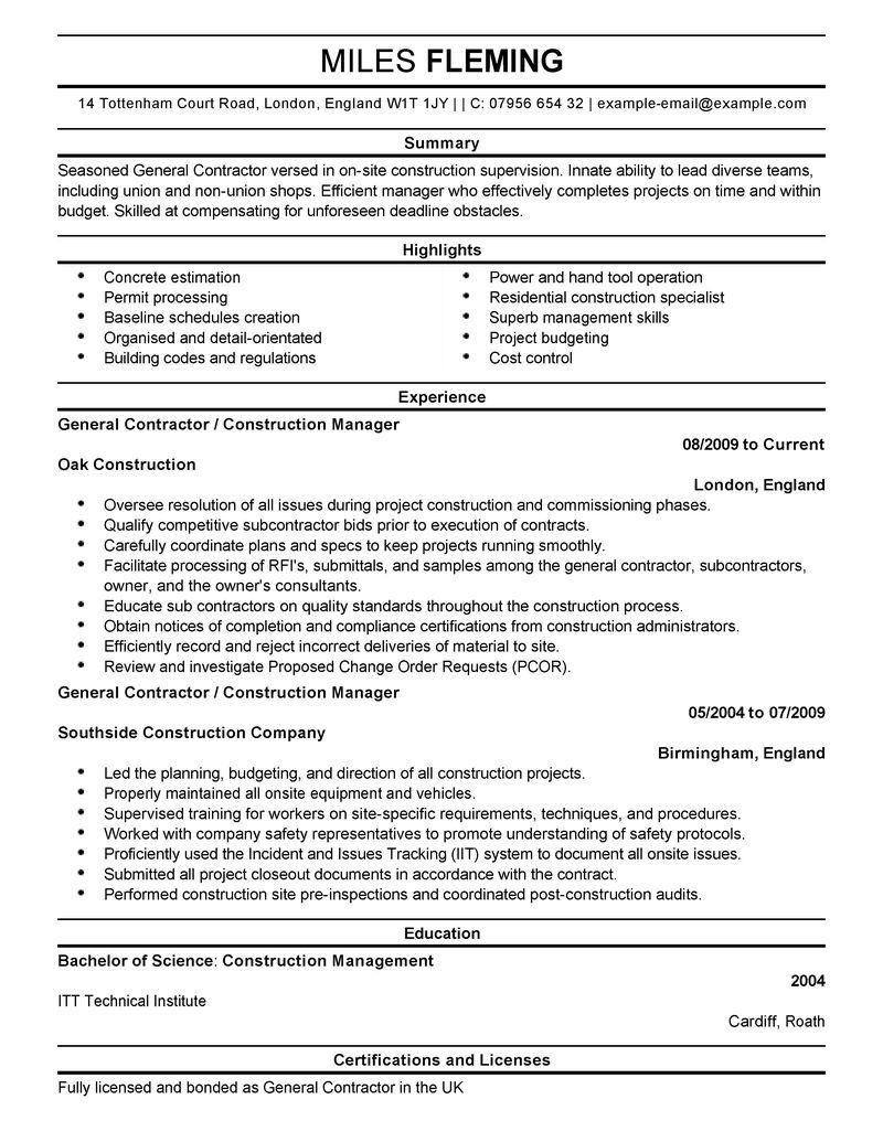 general contractor resume example free resume templates general contractor business resume examples general contractor resumes for construction project managers on general contractor resume example free resume templates general contractor business resume examples general contractor