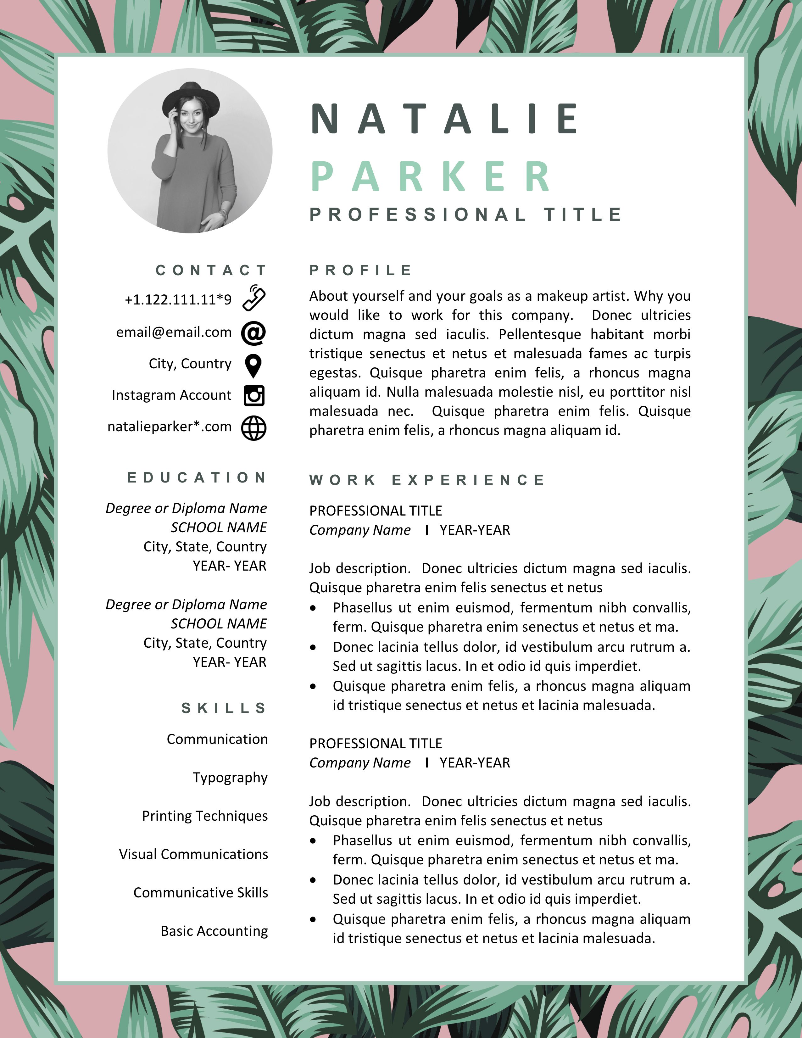 best interior design resume templates on creative cv template for word pages floral resume templates cover letter instant download resumes best cv for stylist blogger artist fashion designer resume resume design infographic resume