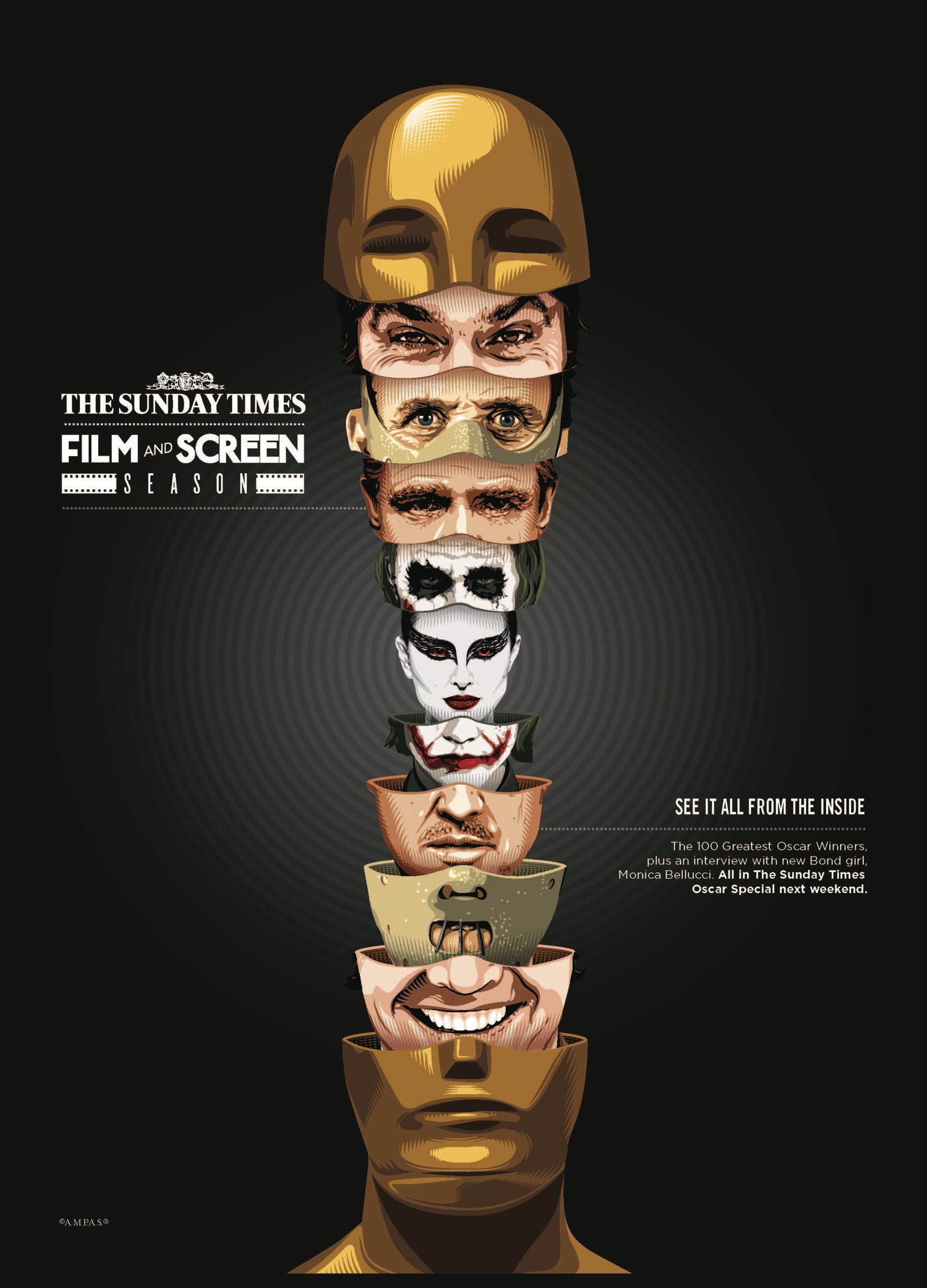 art director agency on the sunday times film and screen season heads ads of the world creative advertising campaign beautiful posters the sunday times