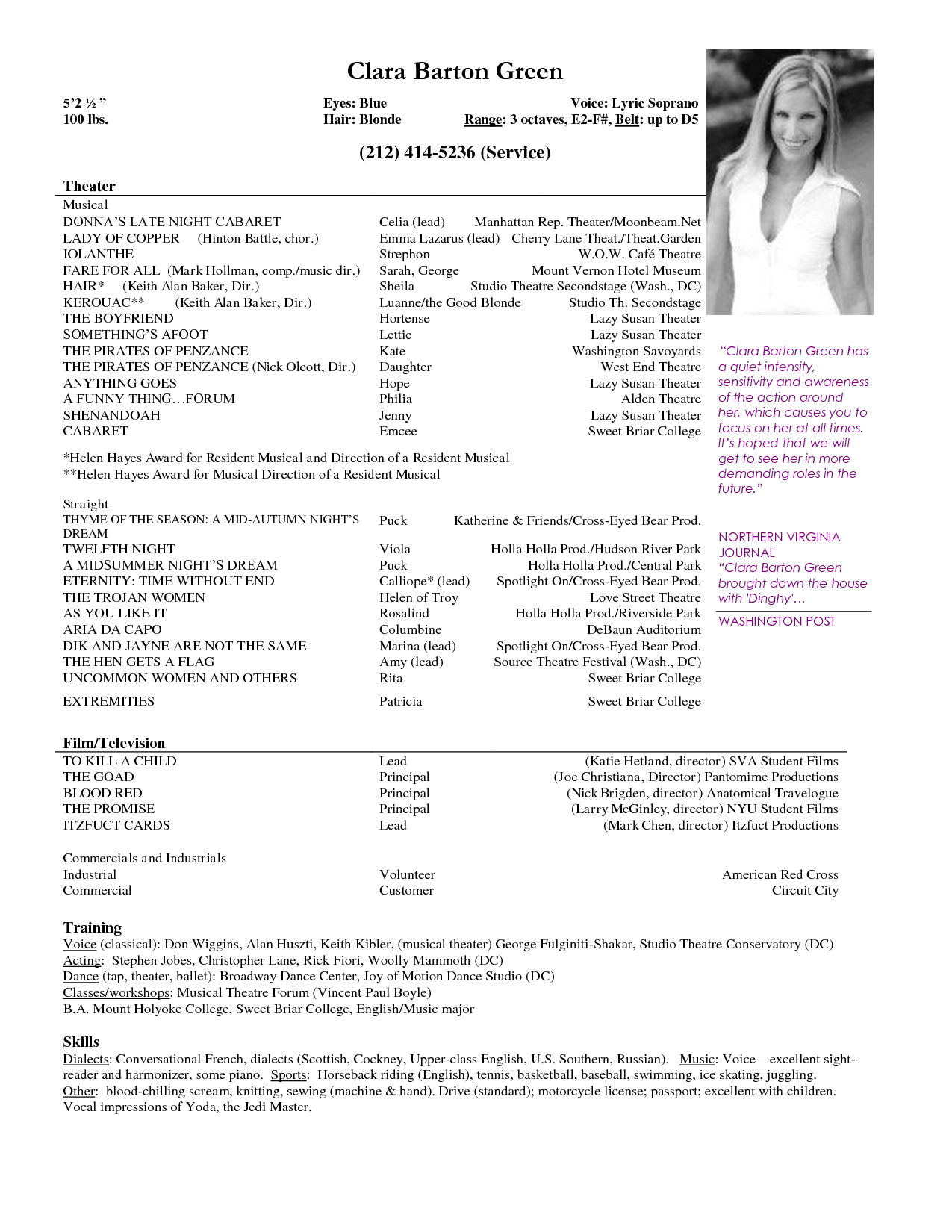 beginning child actor resume sample on actor resume template best template collection