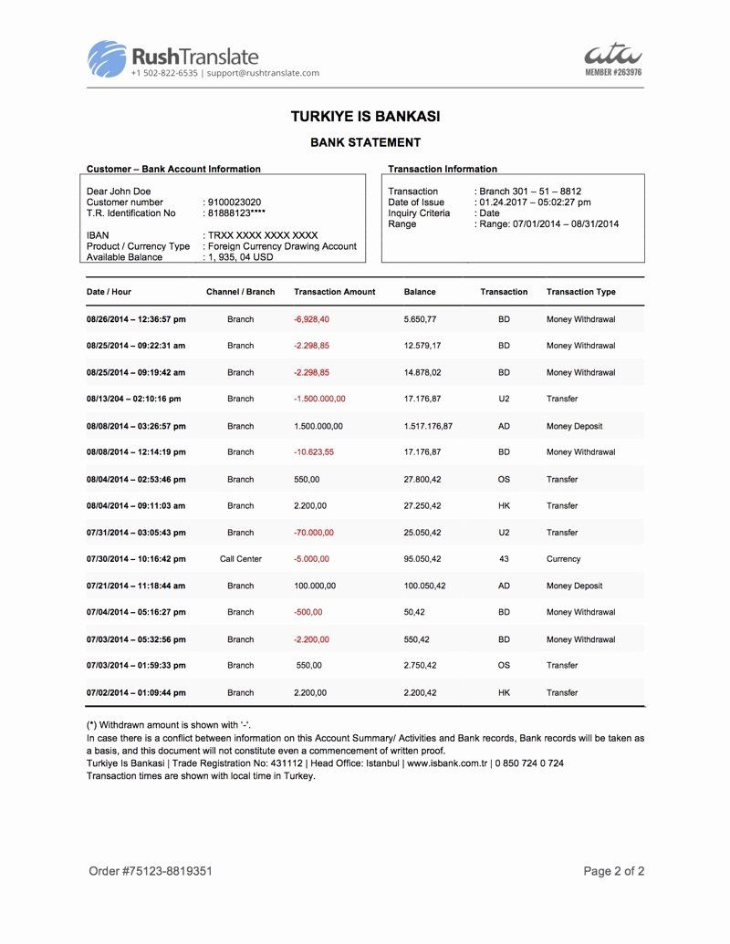medical billing statements on sample bank statements template unique certified bank statement translation rushtranslate statement template bank statement donation letter template