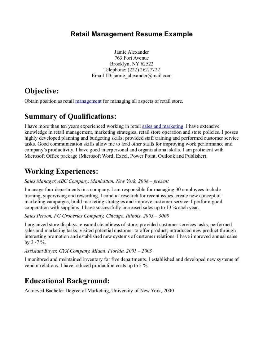 resume objective for retail management on resume objective examples for retail retail resume examples resume objective examples fhe lessons