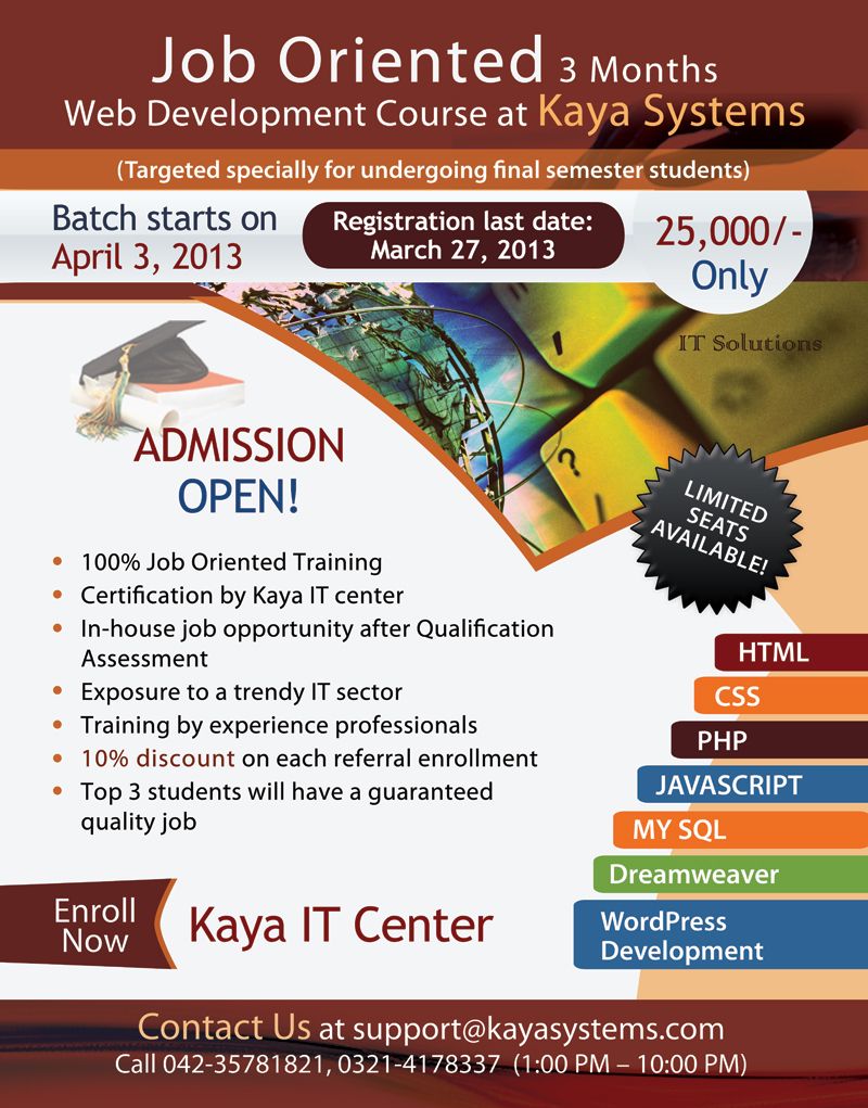 web development courses on kaya it center flyer for the 3month web development course starting from 3rdapril 2013 web development course flyer web development