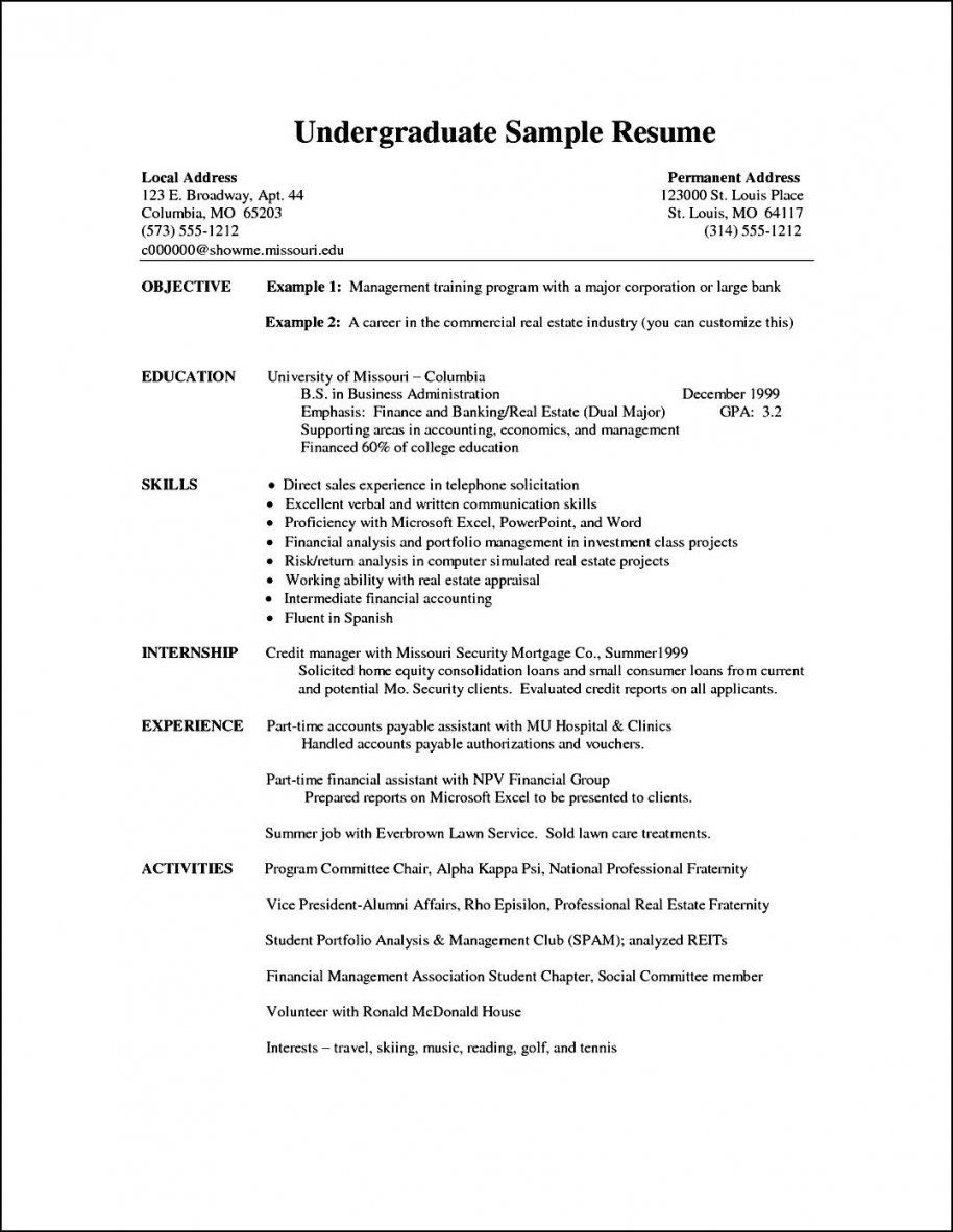 best resume format for undergraduate students on resume format undergraduate cv examples student resume template student resume