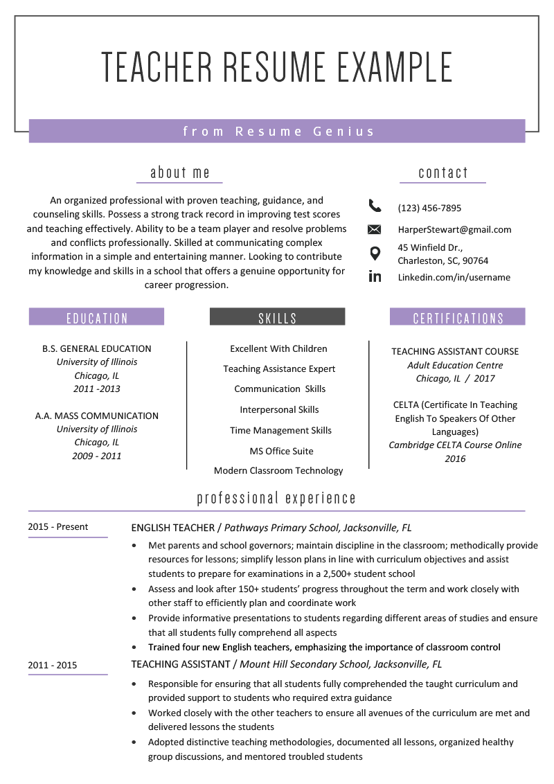 professional education resume samples on teacher resume samples writing guide resume genius educacion consejos profesor