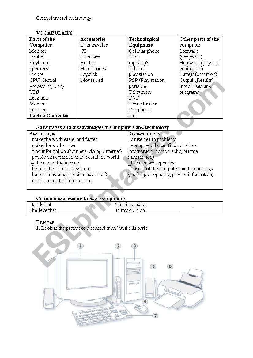 computer basic skills on vocabulary about computers and technology computer lab lessons technology vocabulary teaching computers