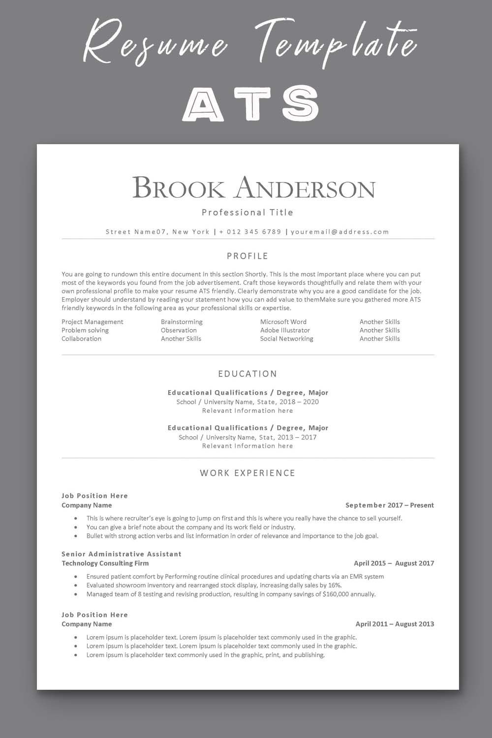 ats resume template on ats resume corporate traditional curriculum vitae 2021 easy to customize ats friendly resume template resume template functional resume template cv template