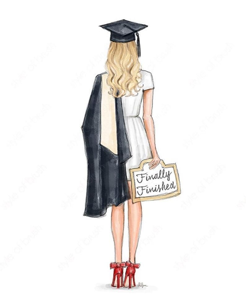 graduation release date on graduation print blonde girl graduation girl fashion illustration digital download graduation girl graduation art graduation picture poses