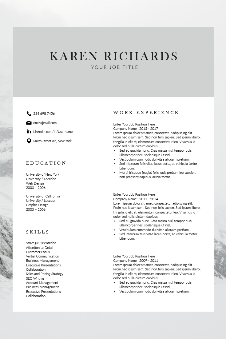cv publication format on professional cv template indesign resume template cv etsy indesign resume template resume template modern resume format