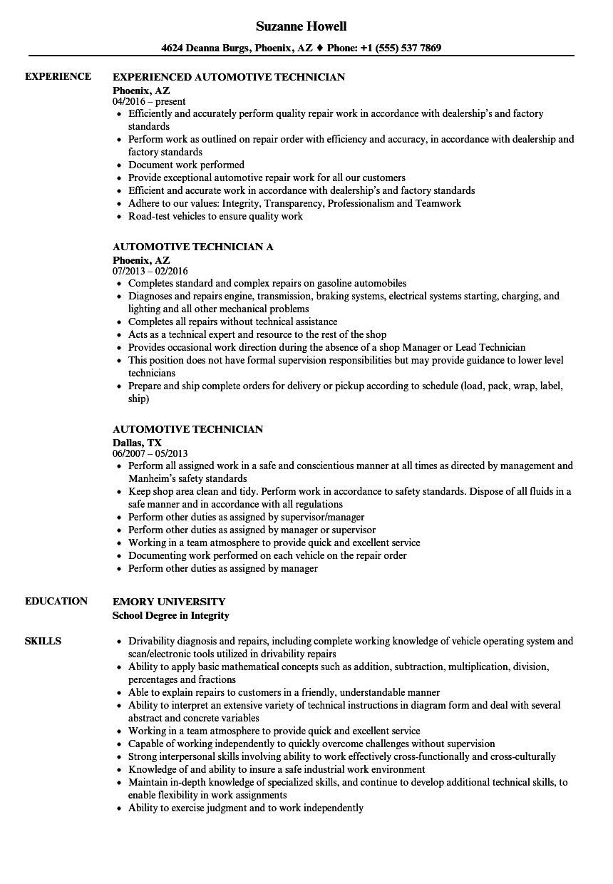 automotive technician resume on automotive technicians resume examples in 2021 automotive technician resume examples resume