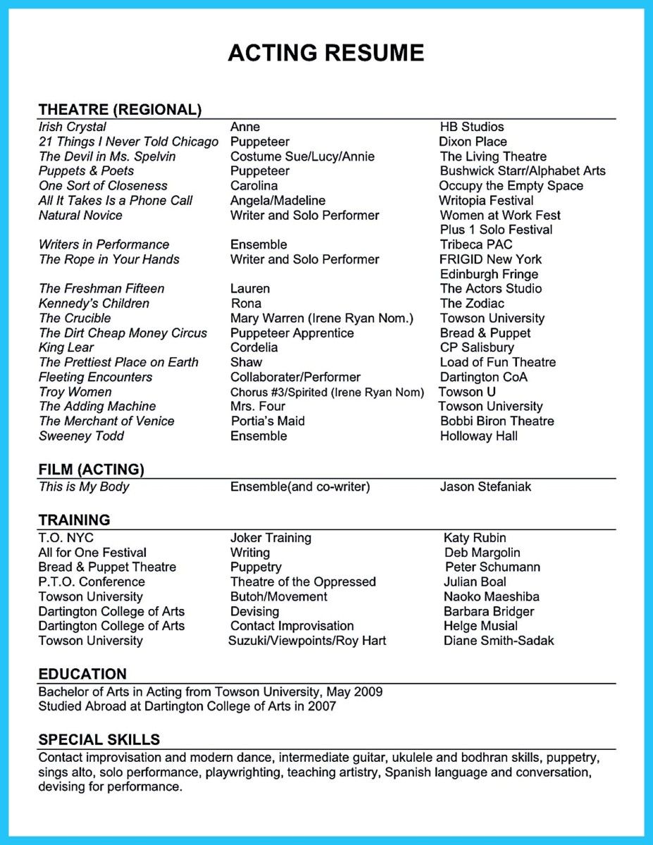 awesome outstanding acting resume sample to get job soon sample acting resume on awesome outstanding acting resume sample to get job soon