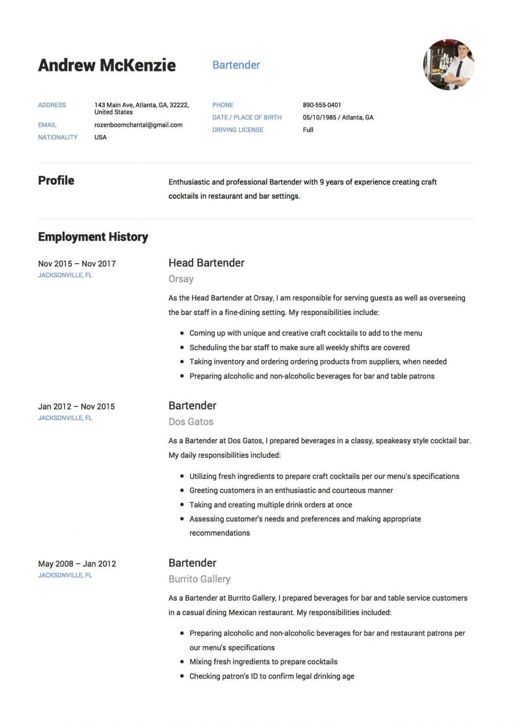 bartender resume sample no experience on bartender resume no experience inspirational bartender 12 samples 2019 word examples sample andrew job resume examples job resume samples resume