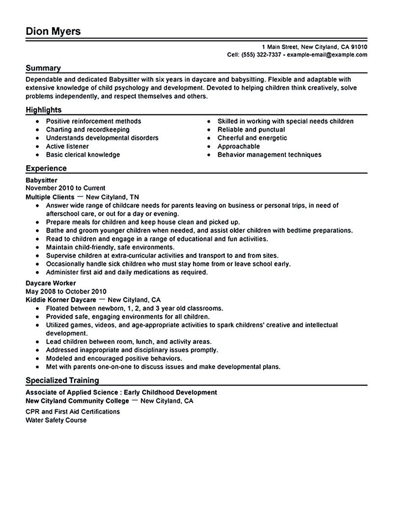 objective for nanny resume on babysitter resume is going to help anyone who is interested in becoming a part time nanny a good babysitter job resume examples resume examples resume skills