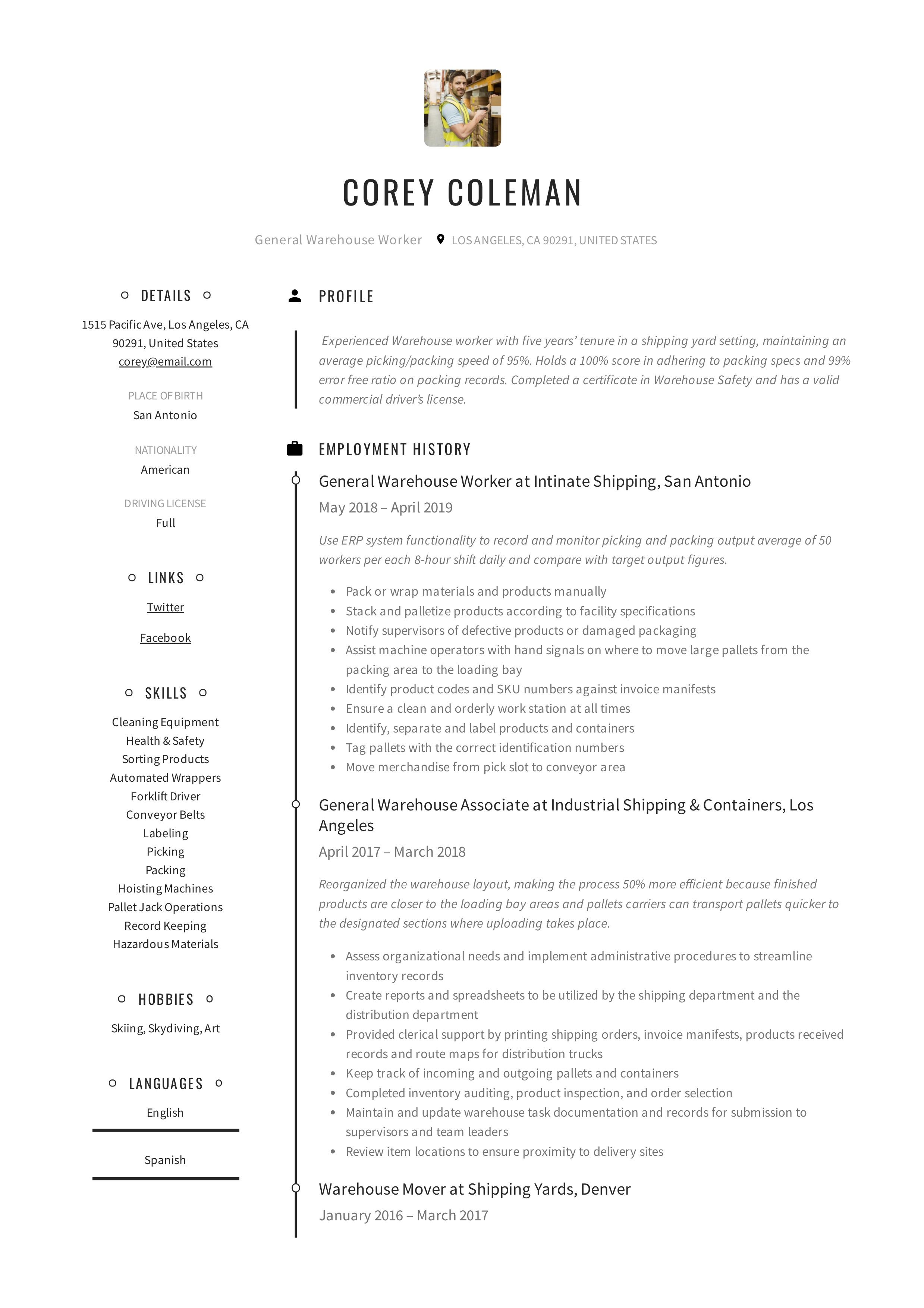 general warehouse worker resume on 12 general warehouse worker resume templates ideas resume templates resume guide resume