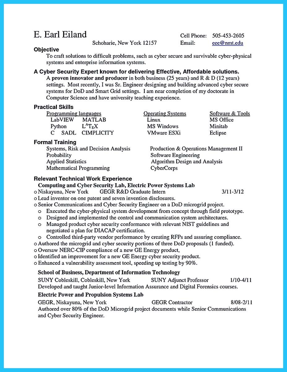 free security resume examples on cool powerful cyber security resume to get hired right away