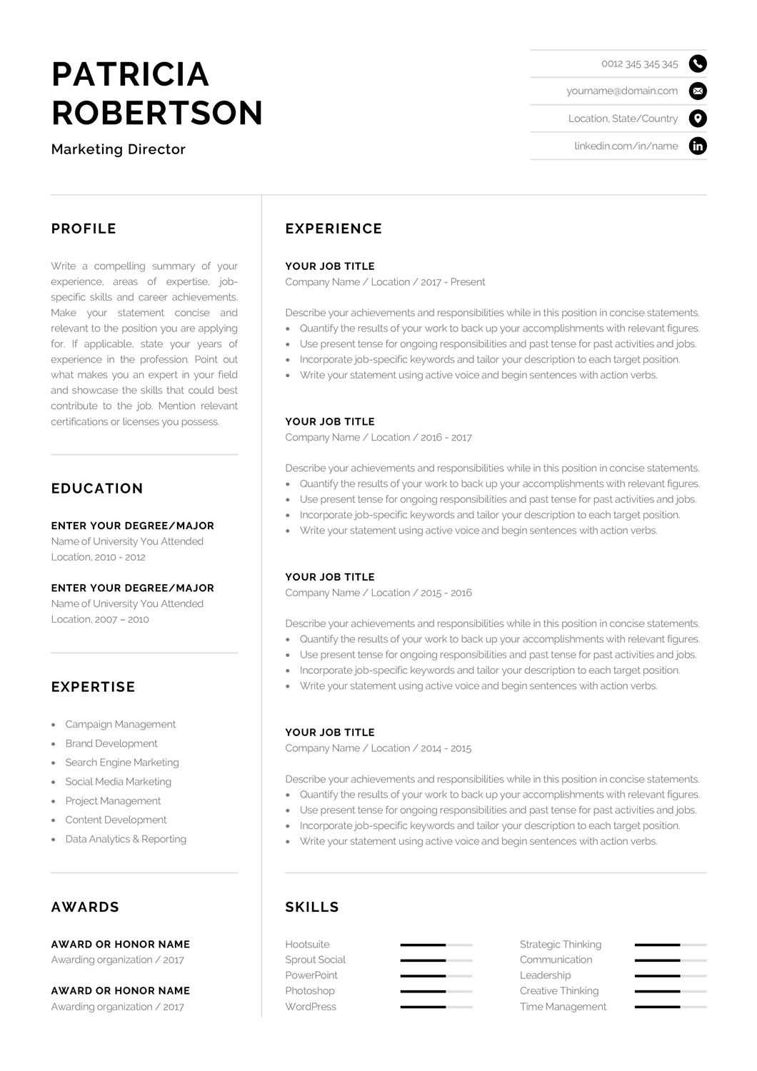 how to write a one page resume on professional 1 page resume template modern one page cv etsy in 2021 cv words resume template professional resume template