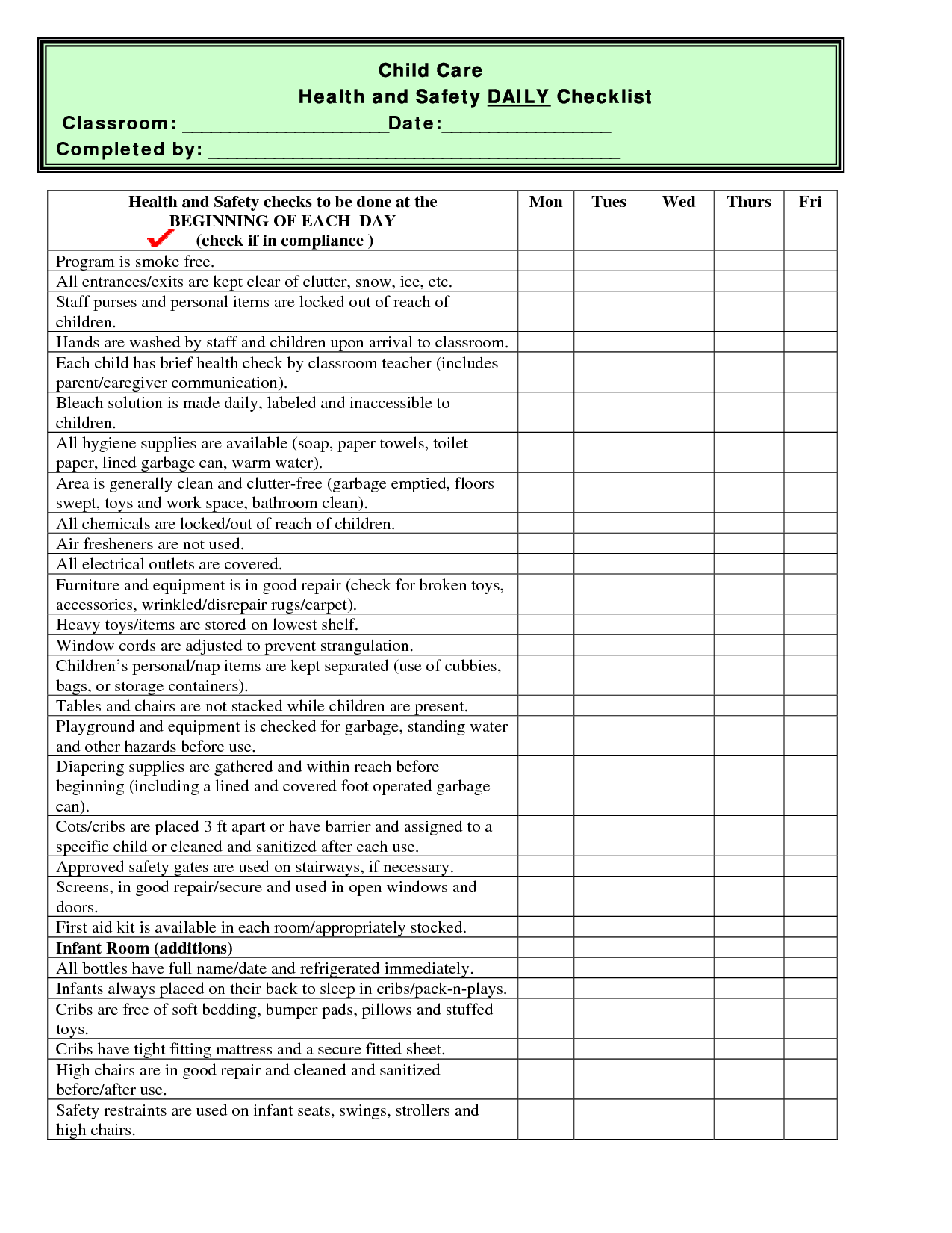 child care health and safety daily checklist classroom images frompo health and safety daily checklist safety checklist child care program on child care health and safety daily checklist classroom images frompo health and safety daily checklist safety checklist
