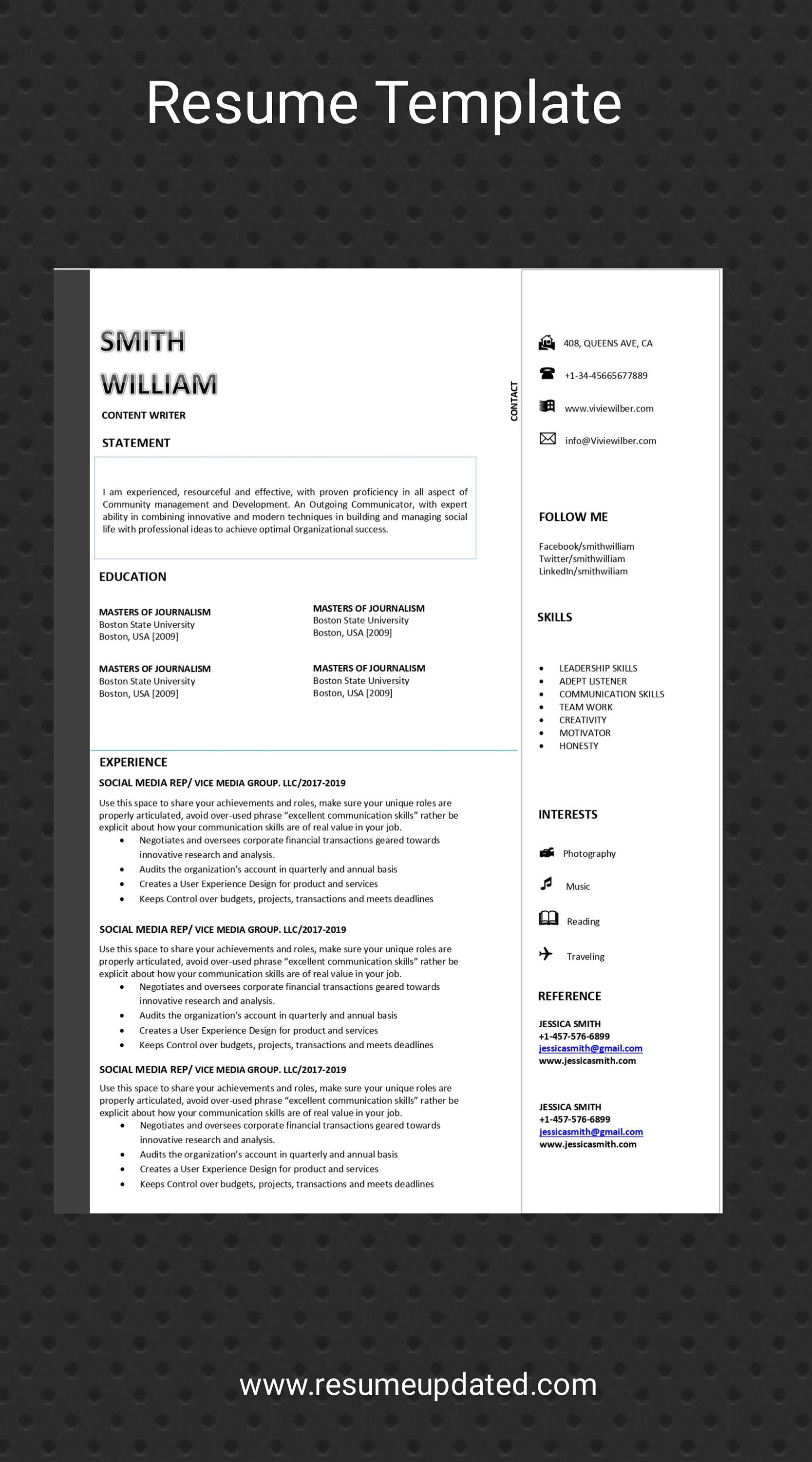 ats resume template on resume template modern cv template professional resume etsy in 2021 resume template cover letter format modern cv template