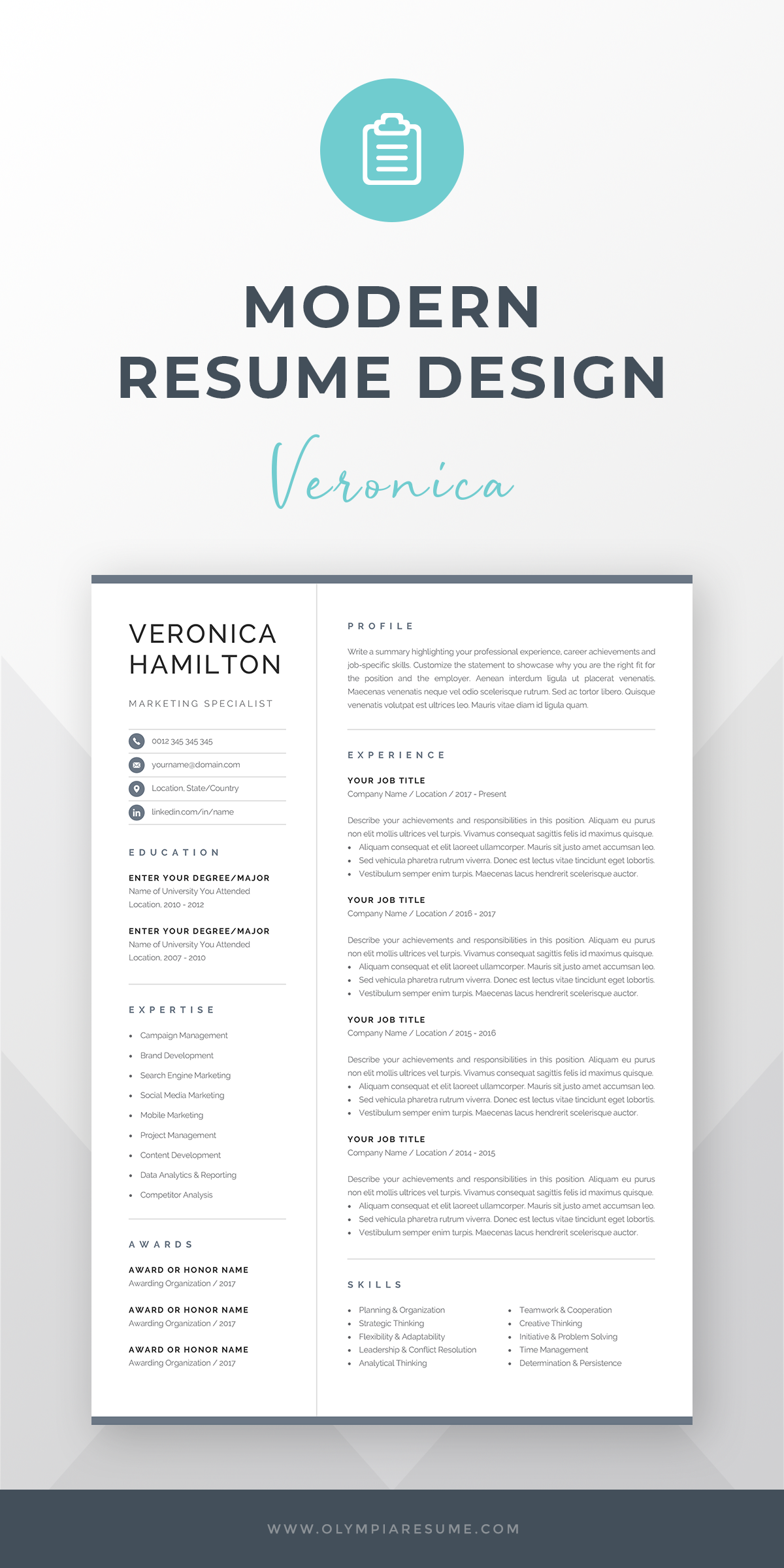 professional one page resume template on pin on professional cv templates