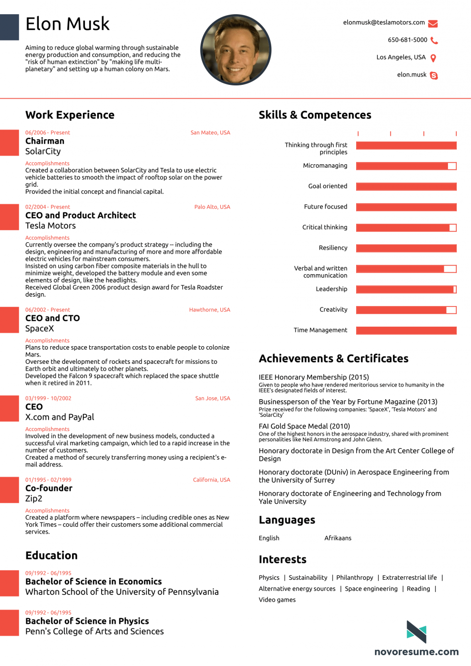 elon musk business article on this resume for elon musk proves you never ever need to use more than one page elon musk cv infographic resume one page resume
