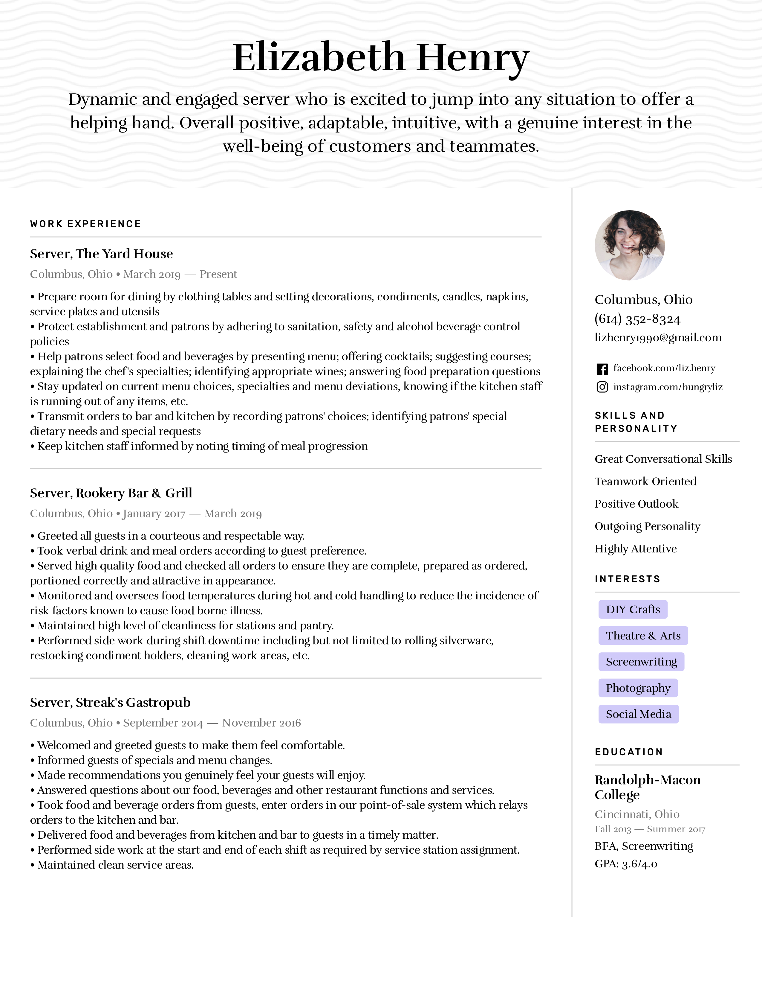 server resume ideas on server resume example server resume resume examples resume