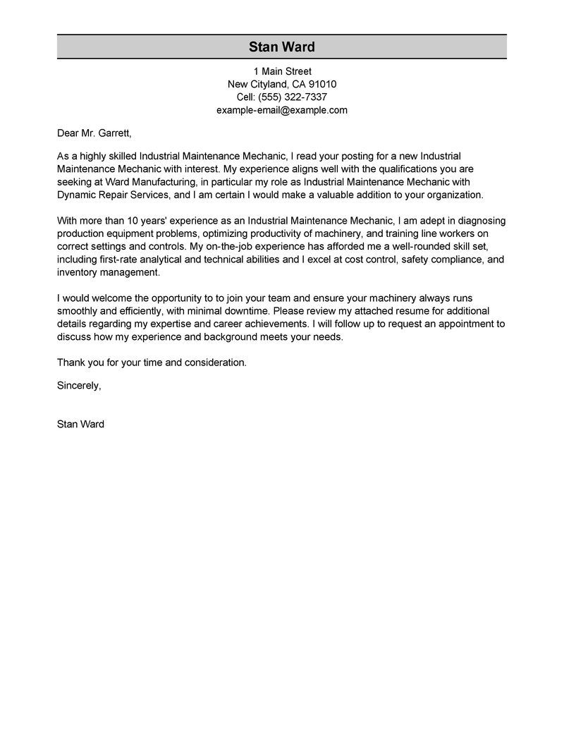 follow up email checking on job status on industrial maintenance mechanic cover letter sample my perfect cover letter sample resume resume cover letter sample