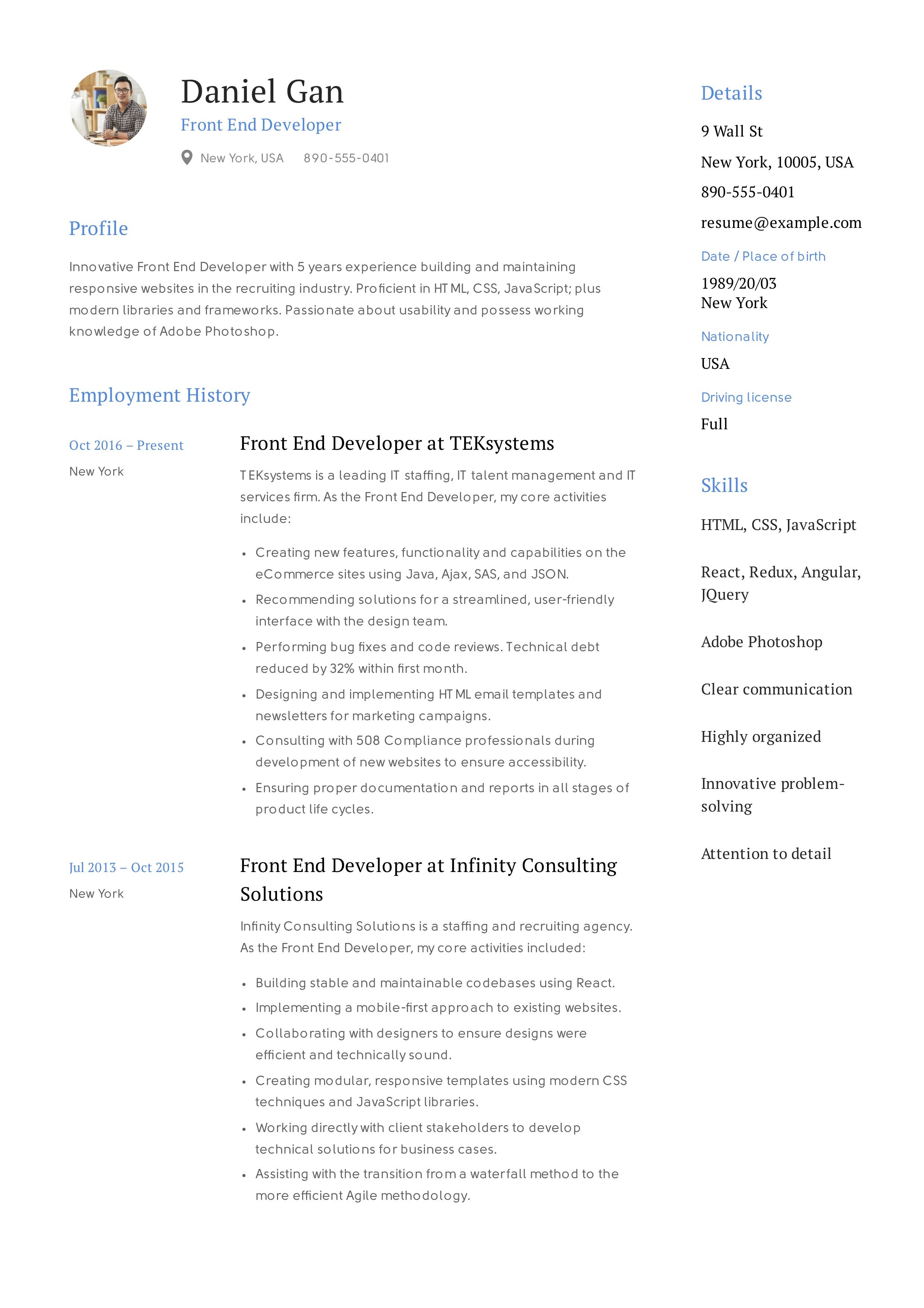 front end developer cover letter on front end developer resume example