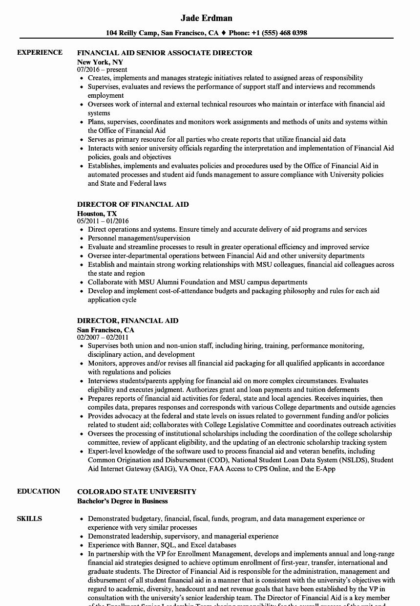 investment banker resume sample on financial aid advisor resume inspirational financial aid director resume samples financial aid resume good resume examples