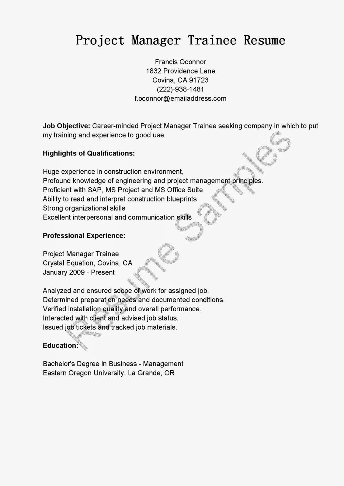 project manager trainee resume sample project management principles project management resume write my resume on project manager trainee resume sample project management principles project management resume