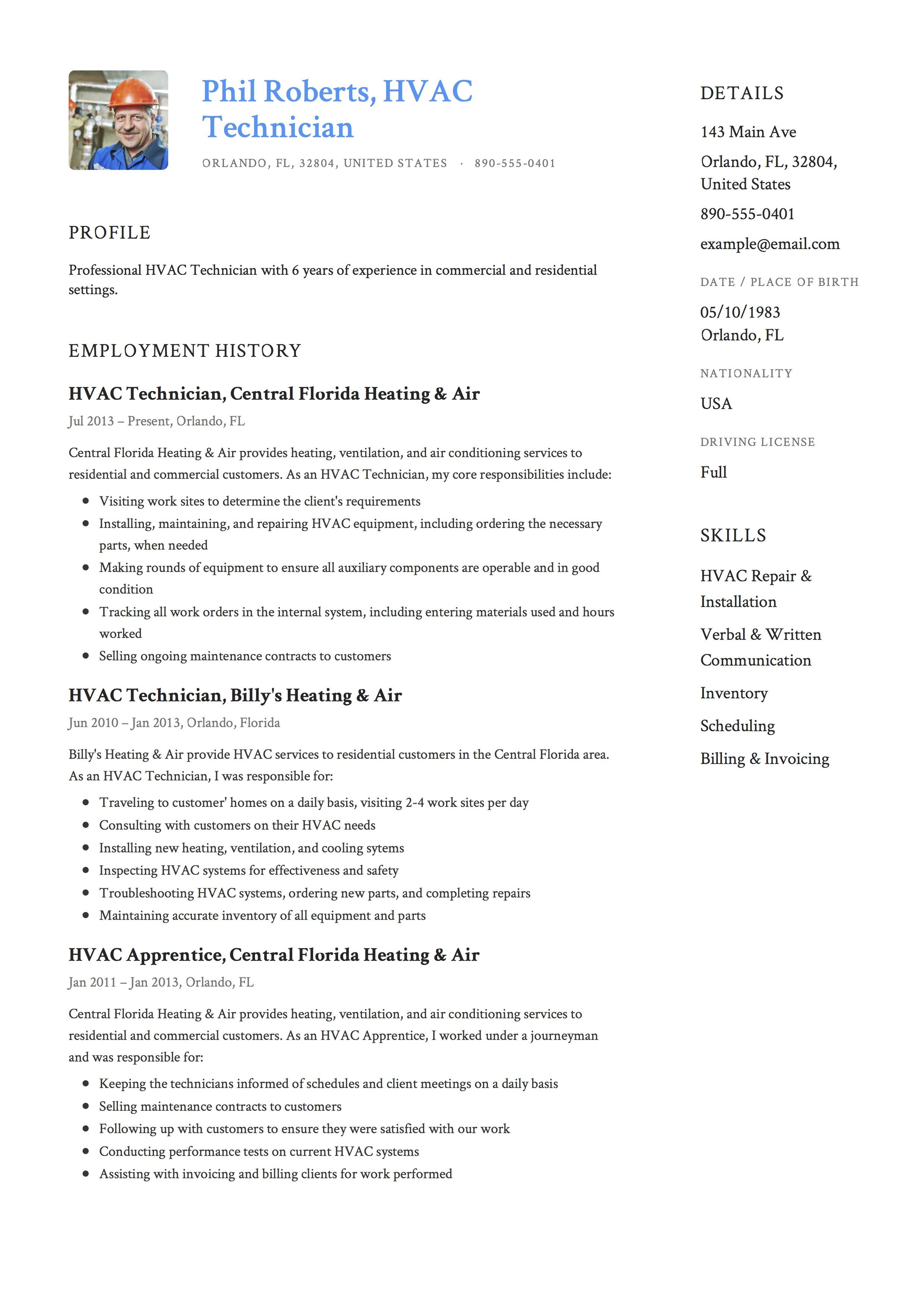 hvac resume template on hvac technician resume example hvac technician resume guide nursing resume template