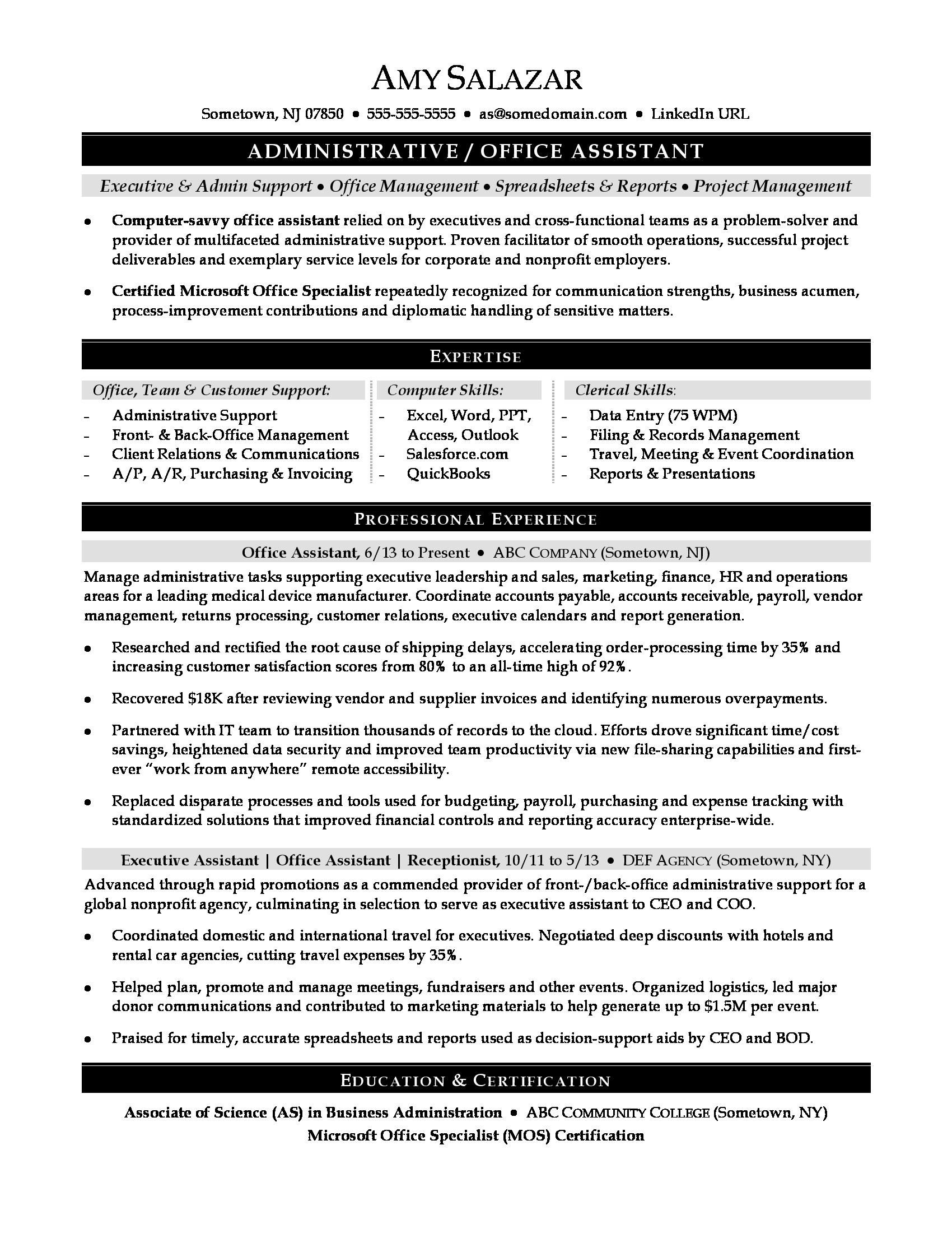 computer skills paragraph on if you re an ambitious office assistant targeting a promotion to management get your office assistant resume in shape for that step up with this sample office assistant resume business analyst resume