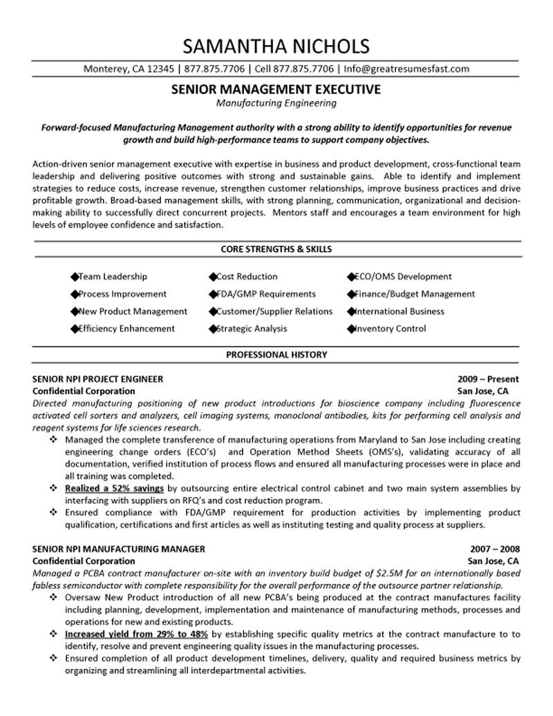 management executive summary resume examples on senior management executive manufacturing engineering resume sample engineering resume good resume examples project manager resume