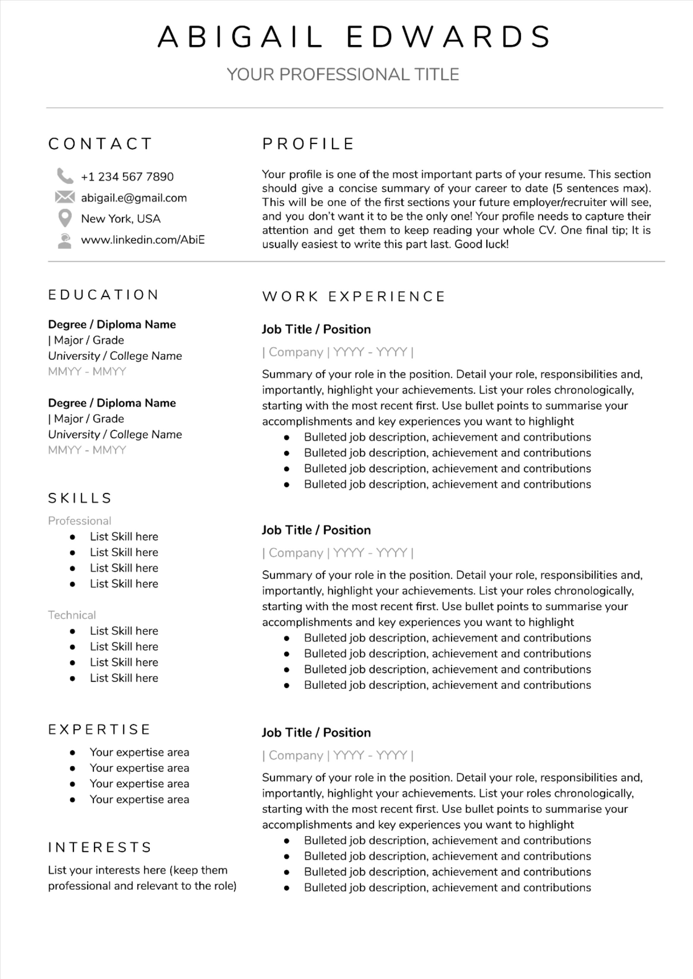 free bullet point resume templates on google docs resume template cv template free professional etsy resume cv template resume template