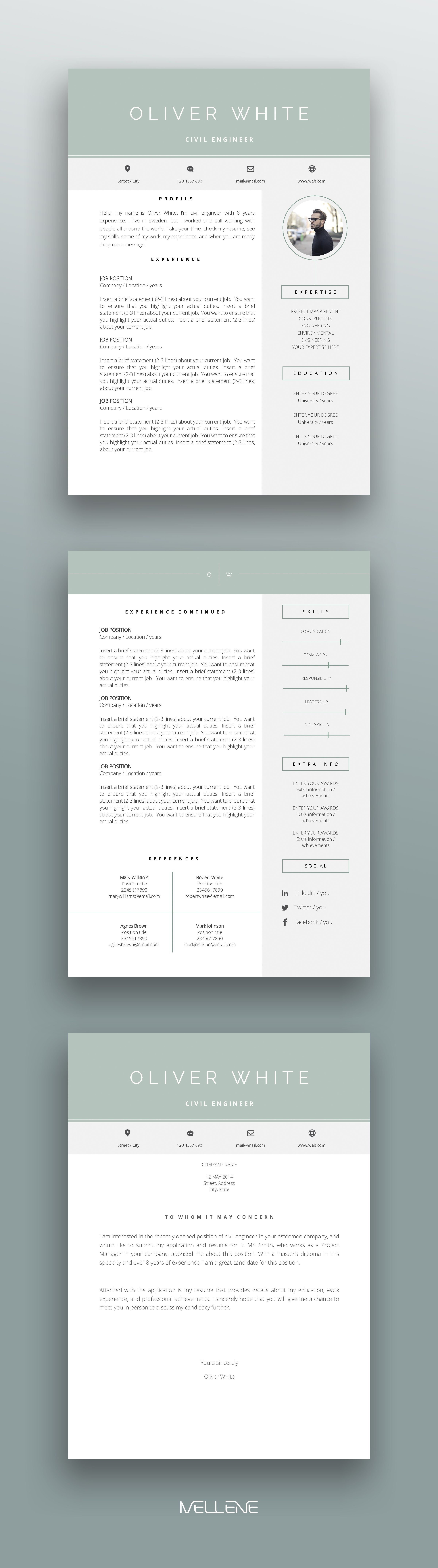 how to start your resume on resume template 3 page cv template cover letter instant etsy